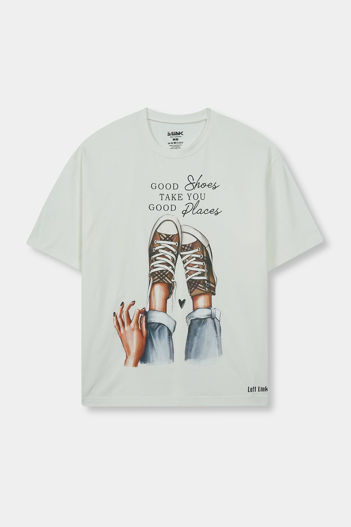 Women"Good Shoes, Good Places Tee – Off-White Edition"