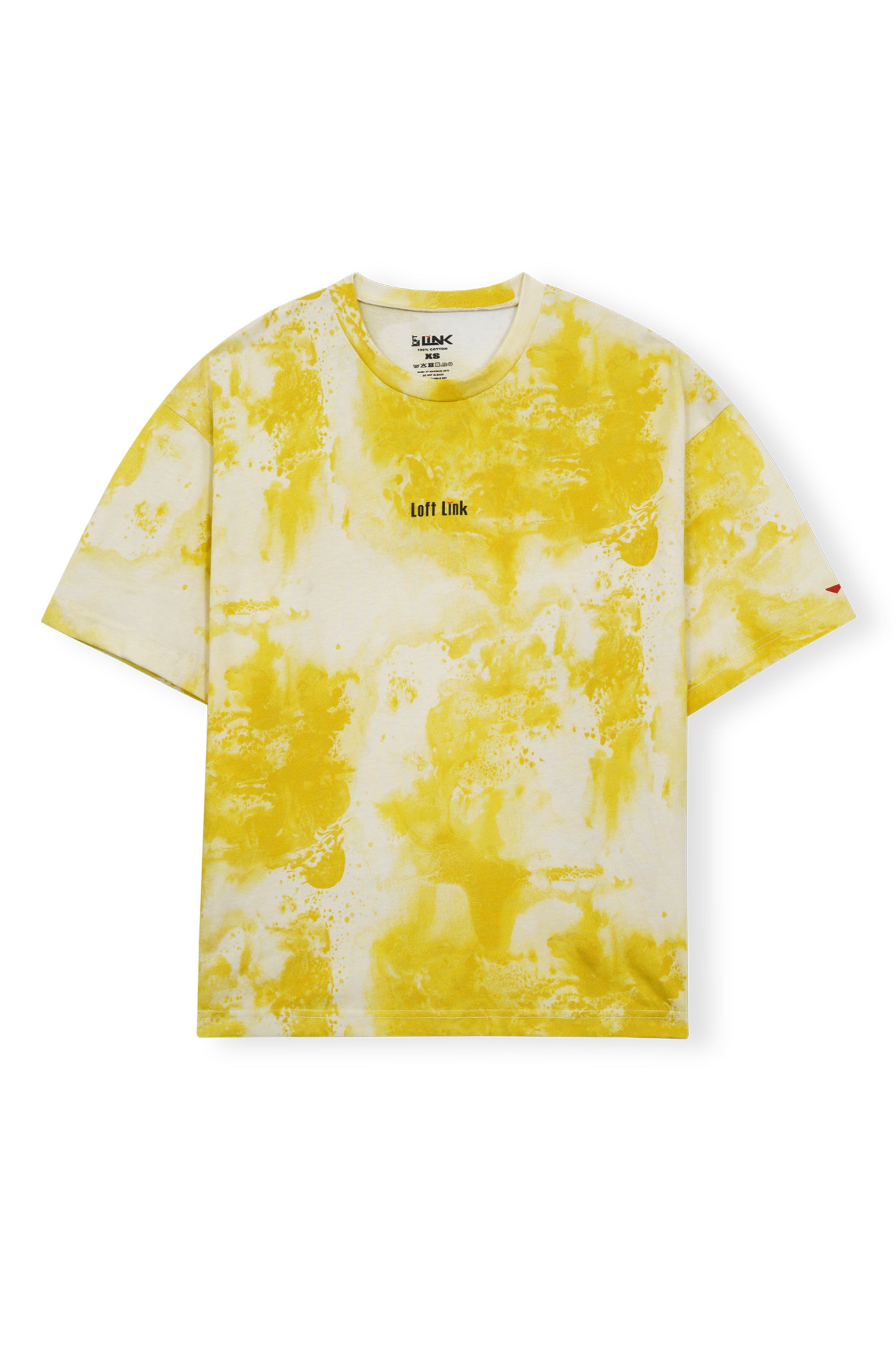 Women Sunburst Tie-Dye Tee – Yellow & White Splash