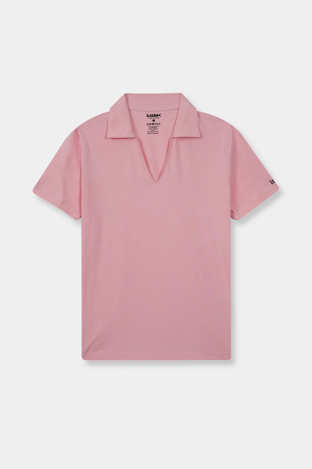 Women "Minimalist Collar Polo Tee – Soft Pink"