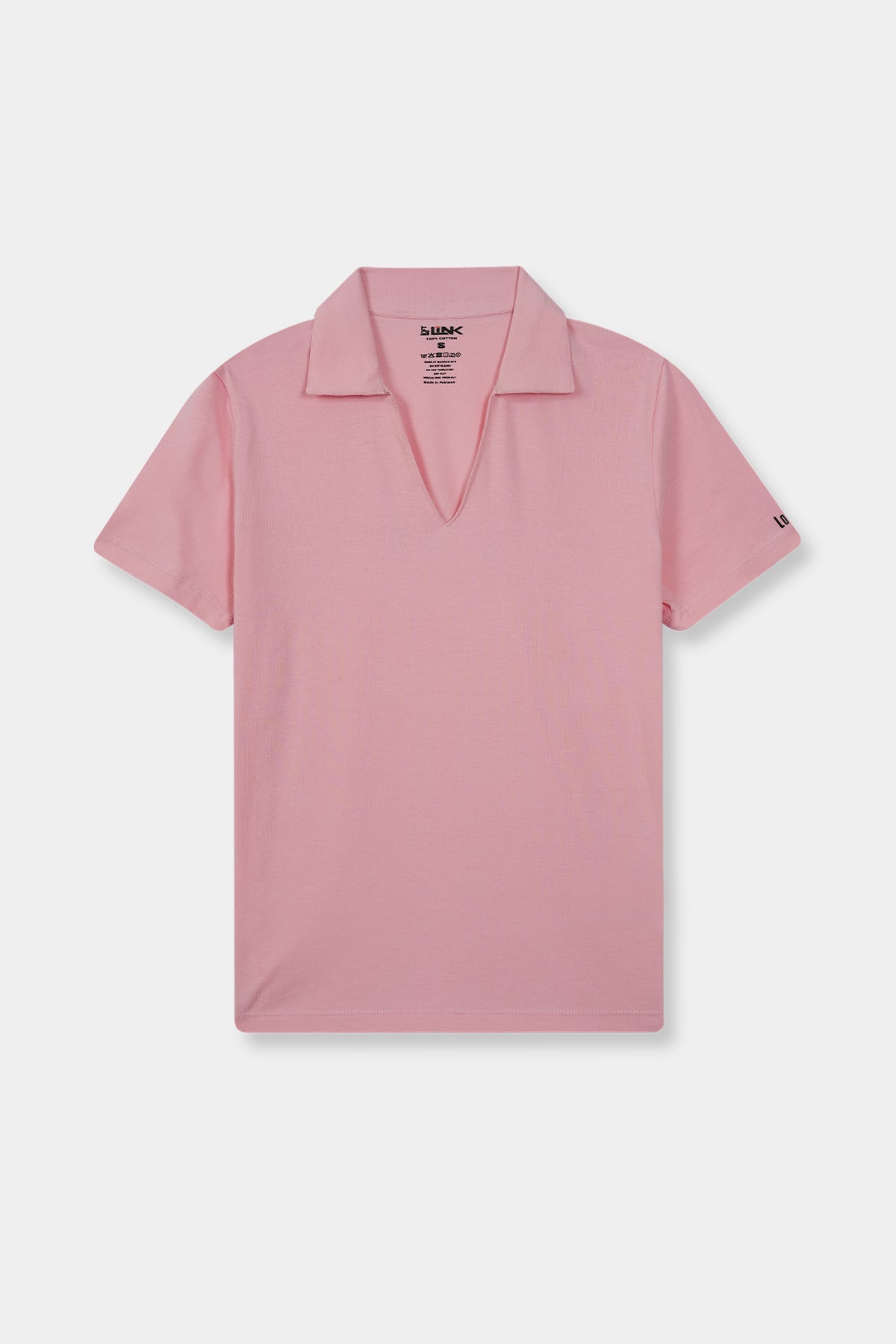 Women "Minimalist Collar Polo Tee – Soft Pink"