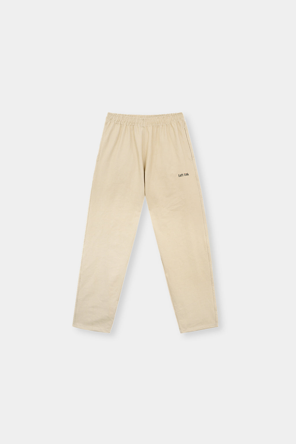 Beige Cotton Lounge Pants – Minimalist Style with Elastic Waist & Pockets