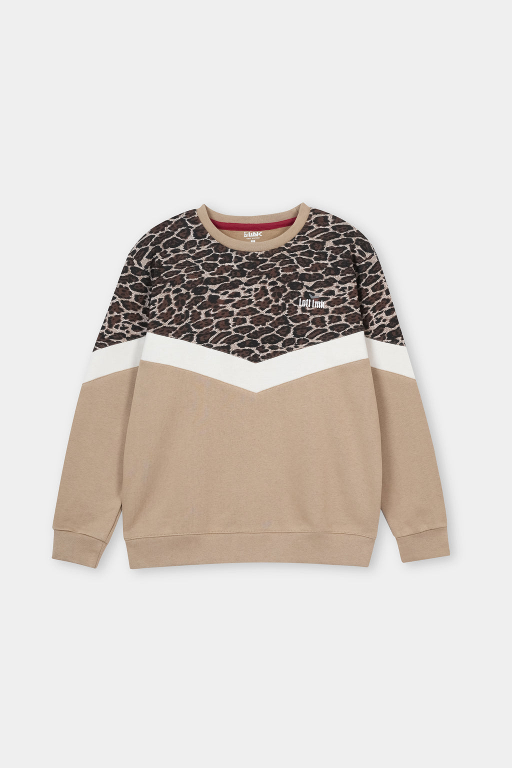 Women's Leopard Sweat Shirt Off White, Ladies Long Trouser with  Side Leaprd Print Bottom