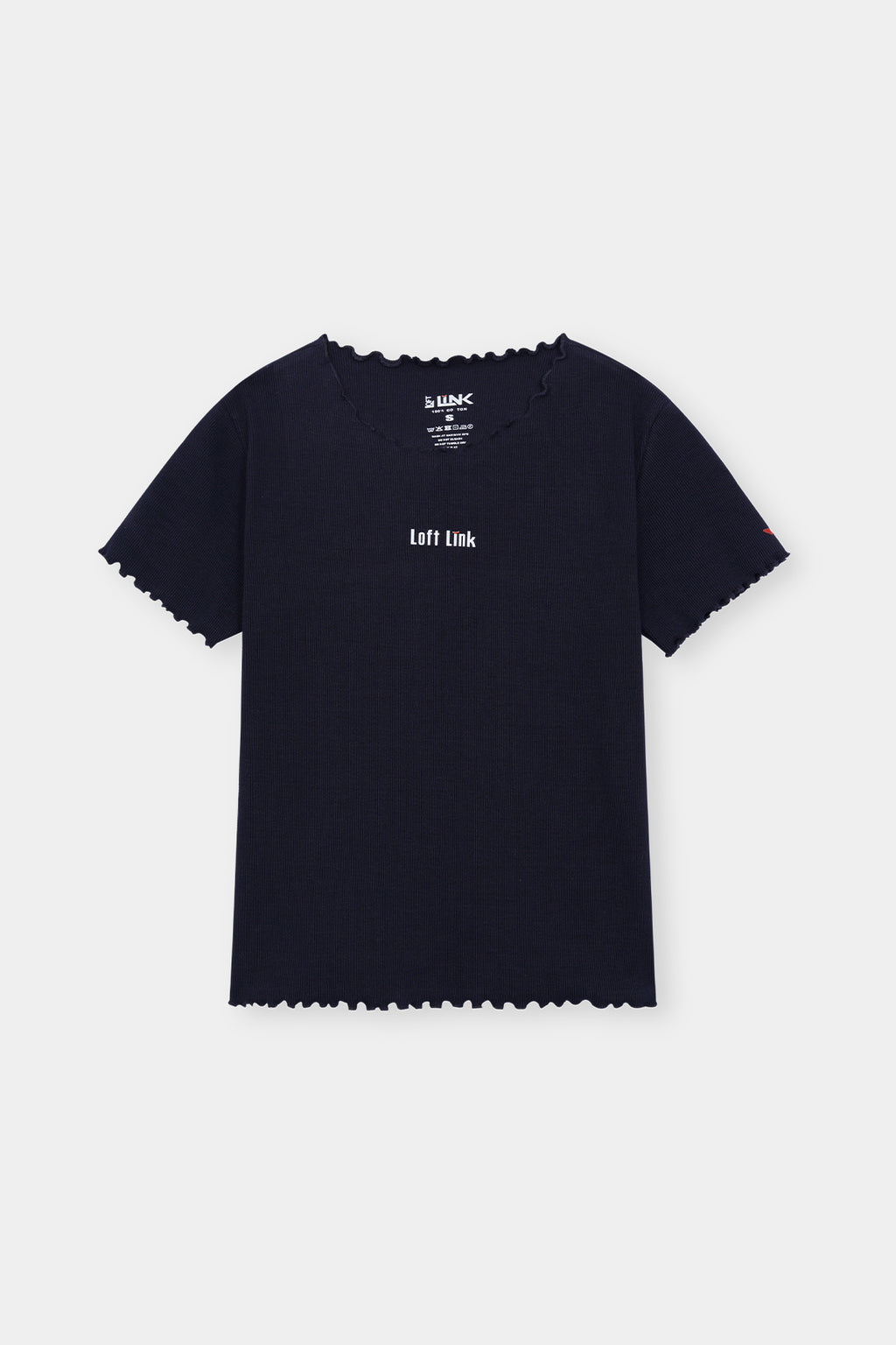 Navy Ribbed Lettuce Hem Tee – Classic Fit with Loft Link Branding