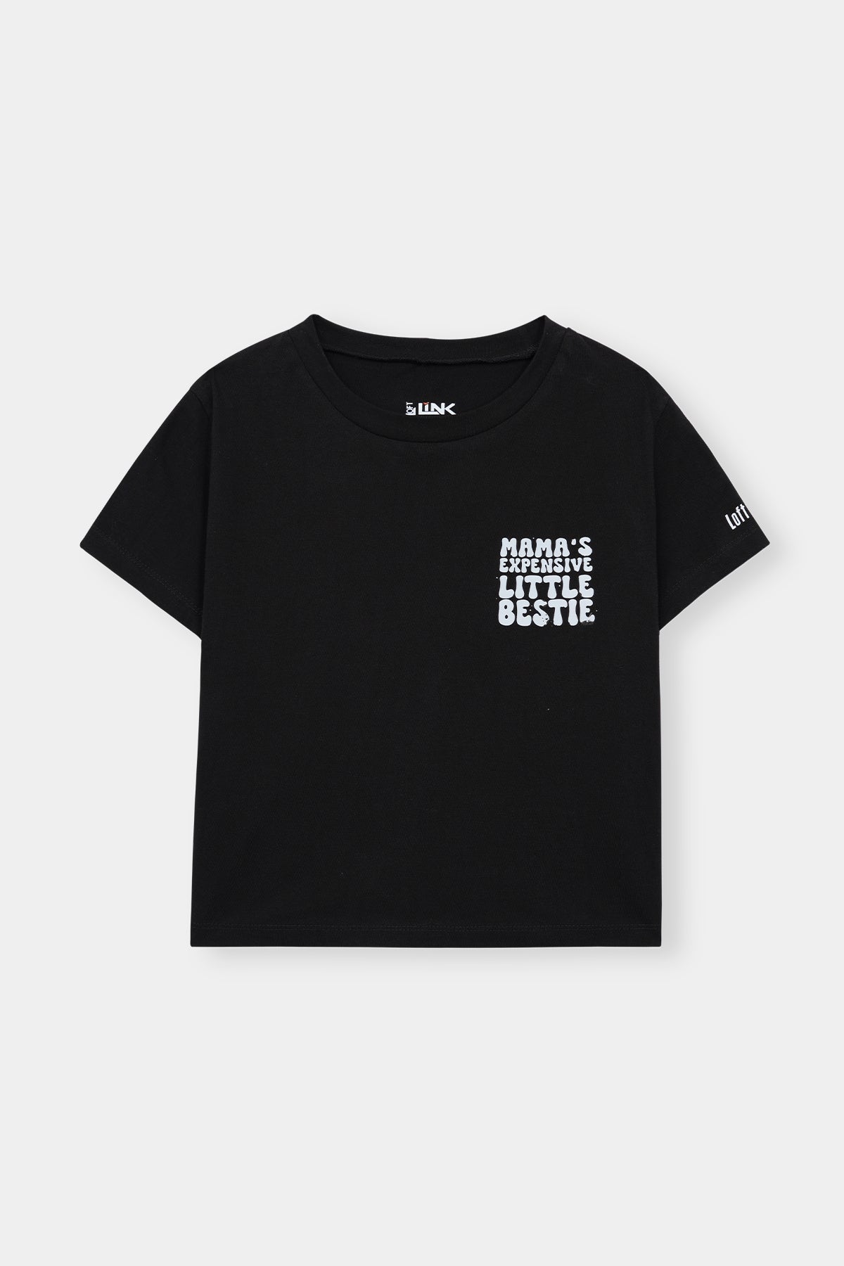 Mama’s Expensive Little Bestie – Black Graphic Tee for Girls