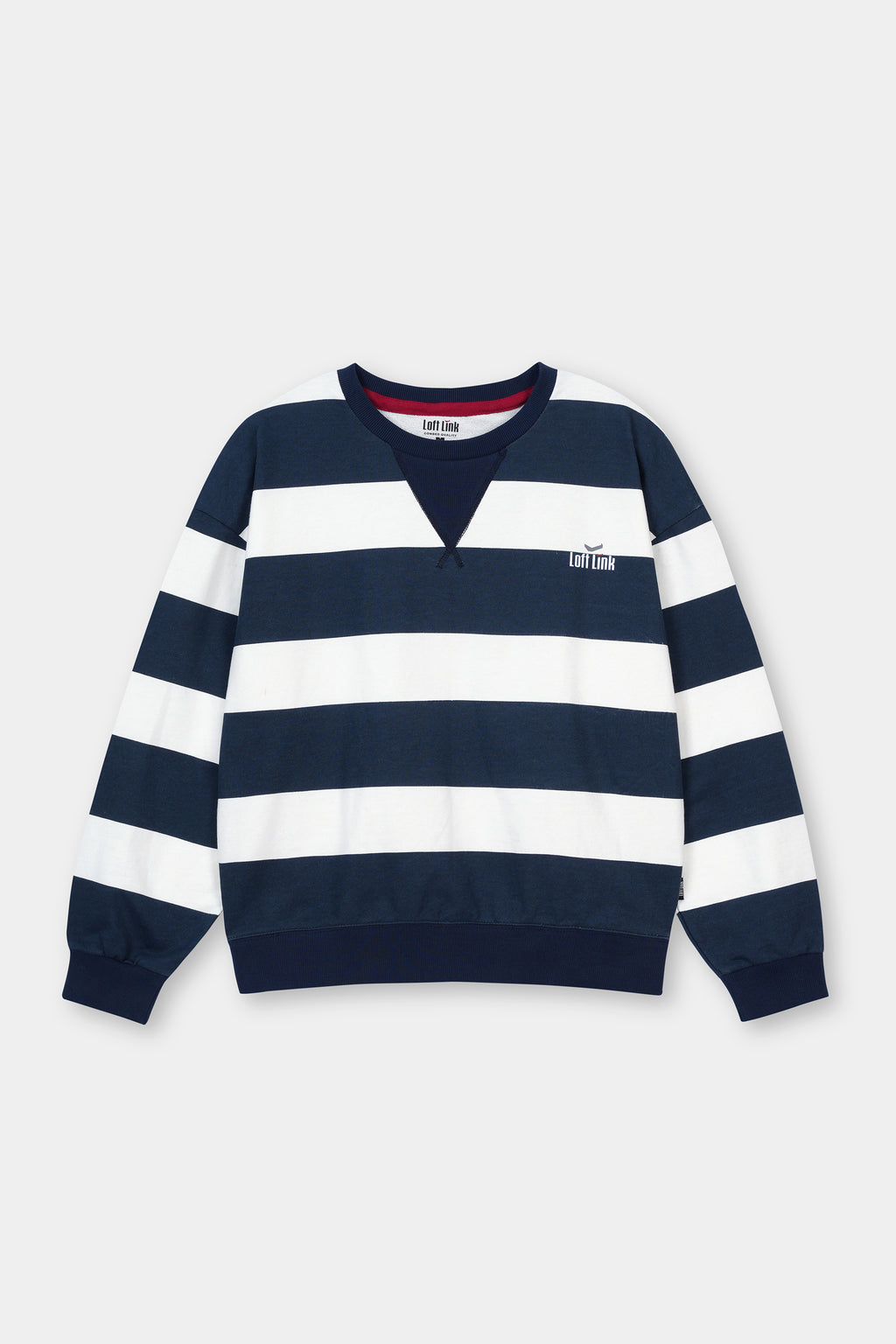 French Terry Feed Stripe Print Sweatshirt