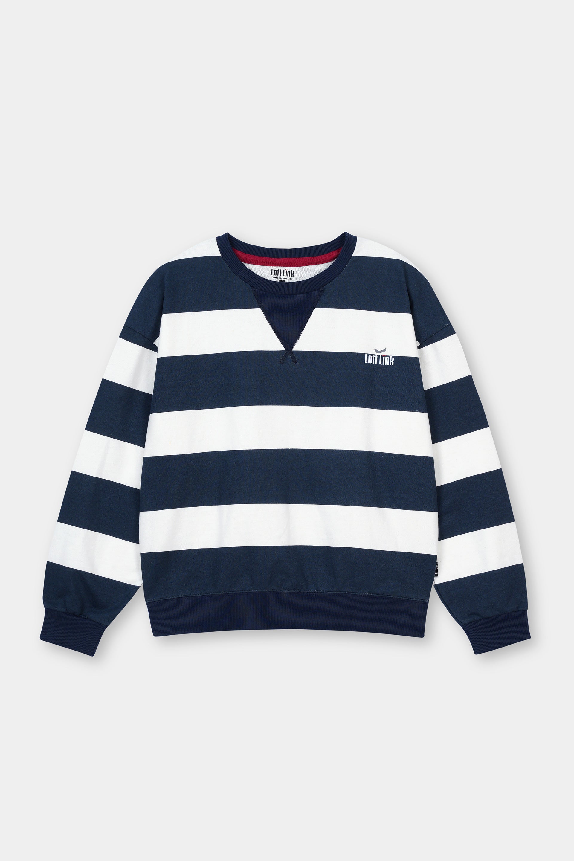 French Terry Feed Stripe Print Sweatshirt