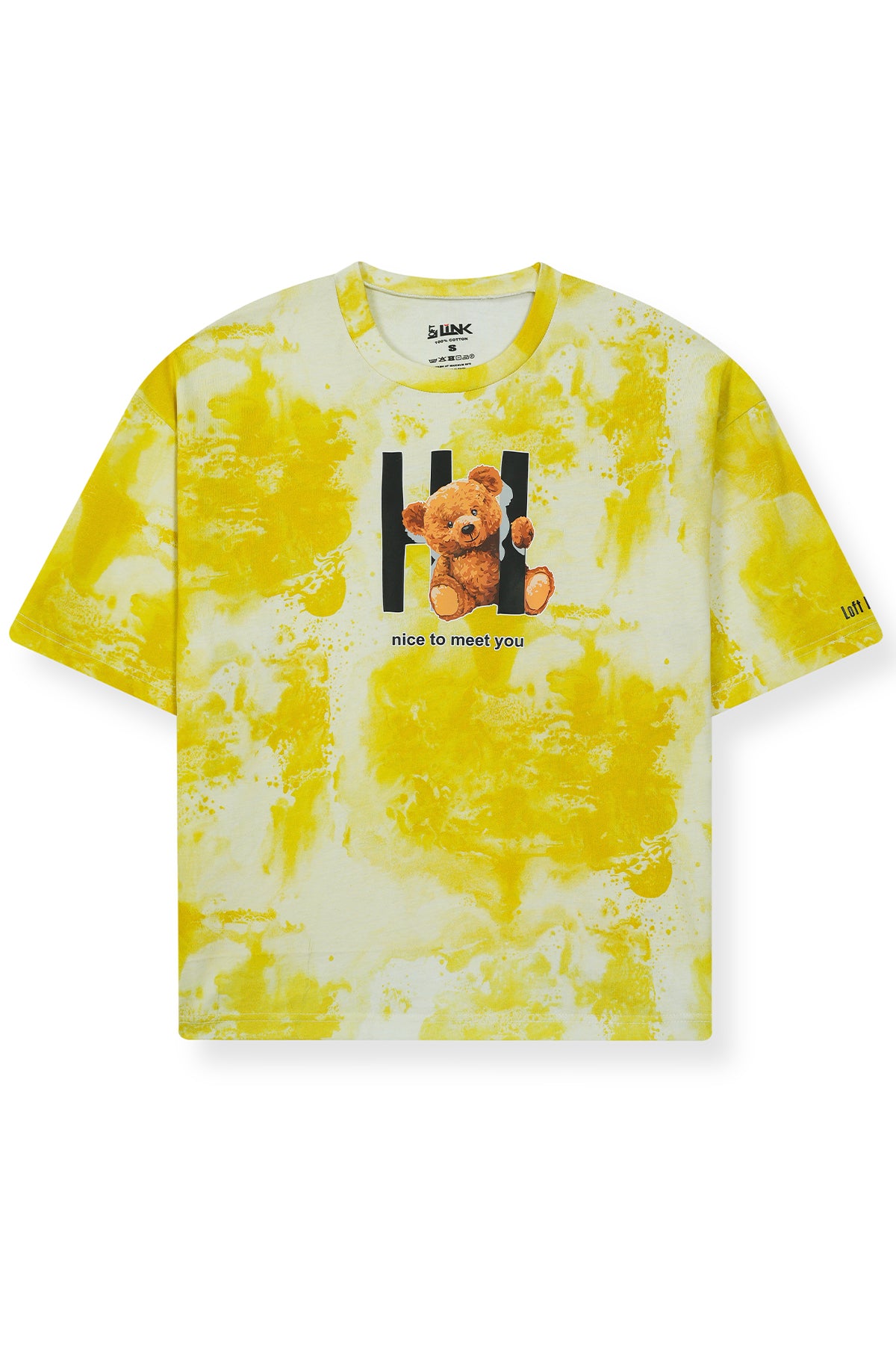 Girl' Cream Ribbed T-Shirt with Teddy Print – "Nice to Meet You" Design (Copy)