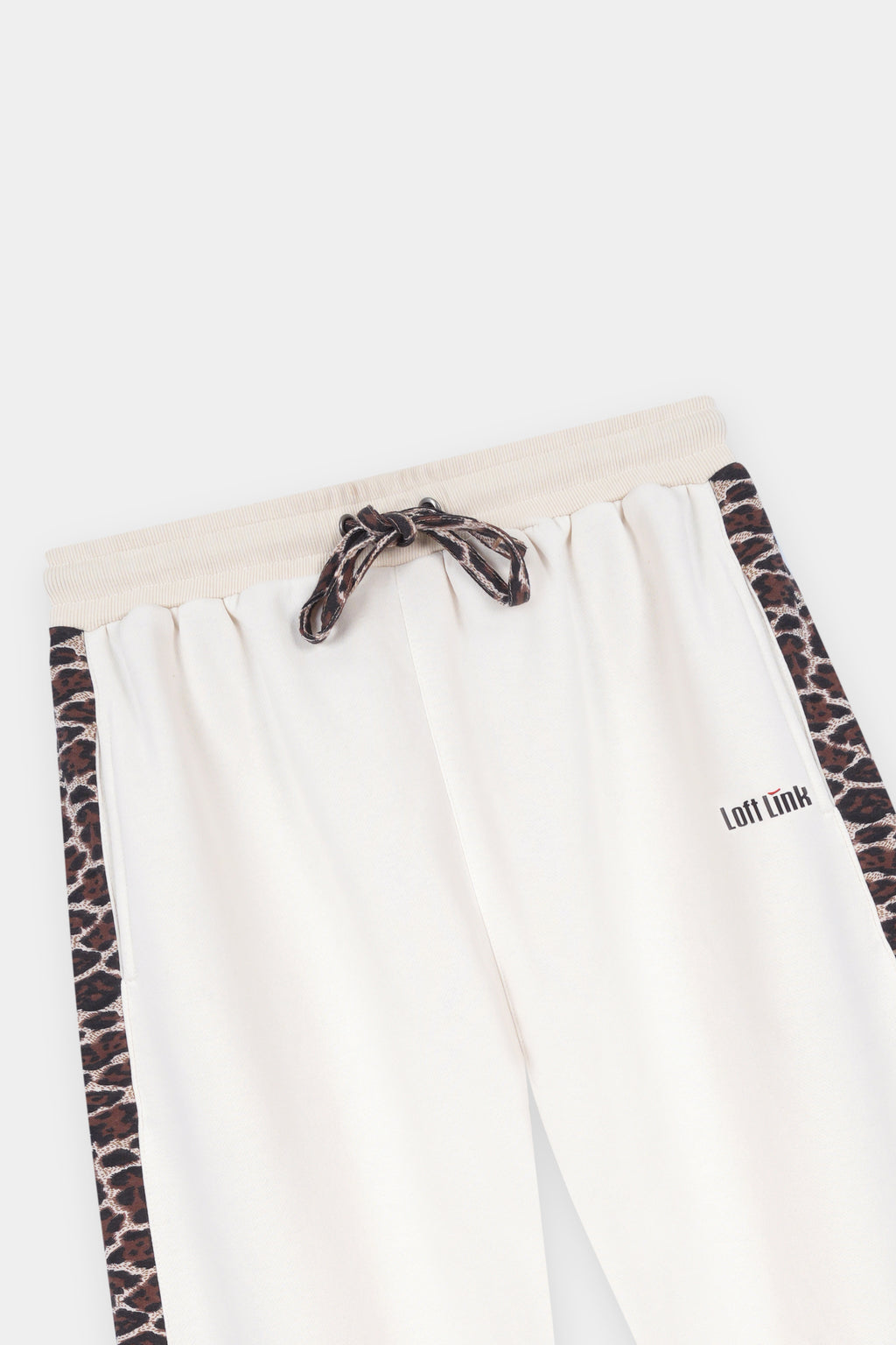 Women's Leopard Sweat Shirt Off White, Ladies Long Trouser with  Side Leaprd Print Bottom