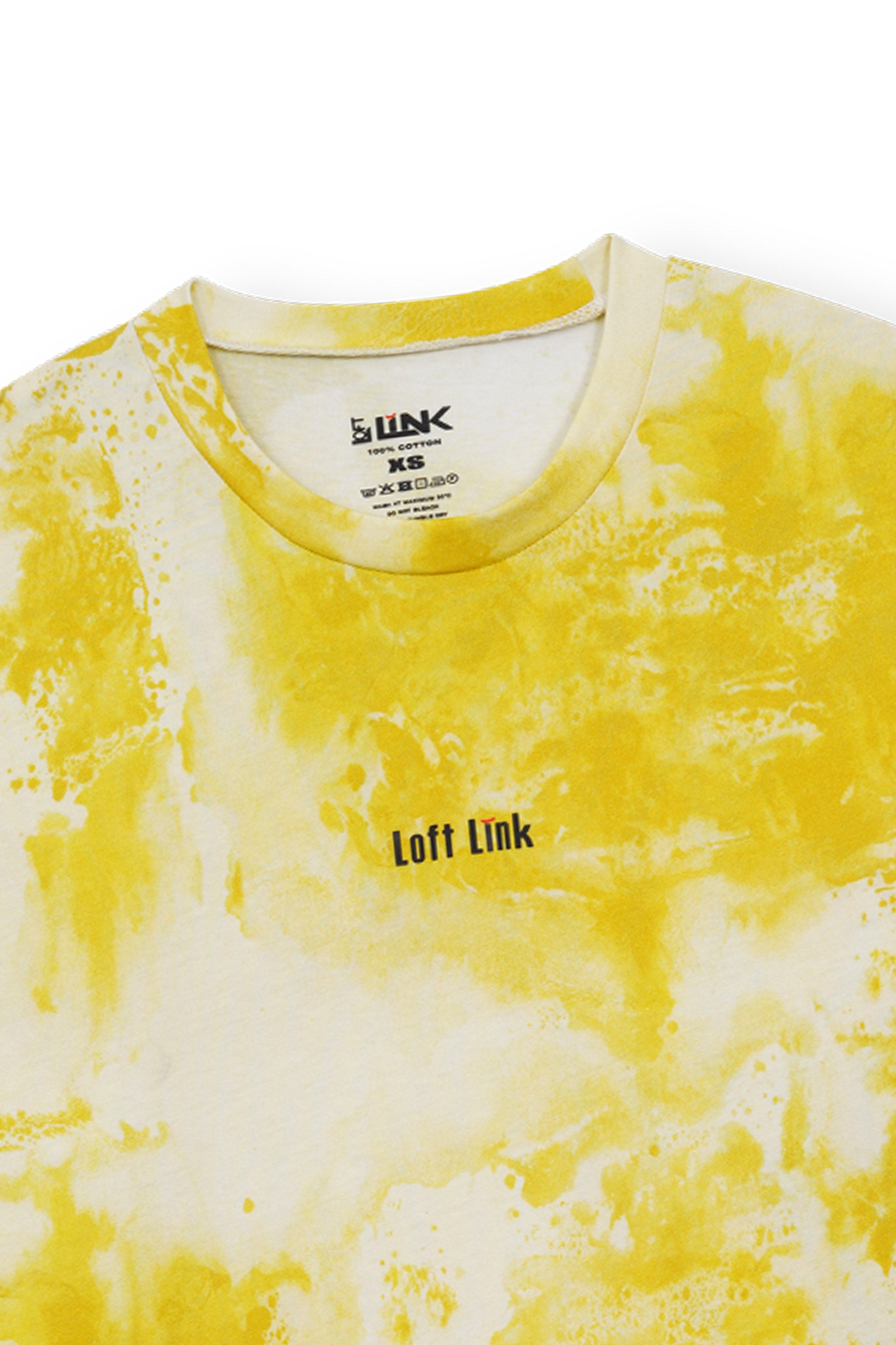 Women Sunburst Tie-Dye Tee – Yellow & White Splash
