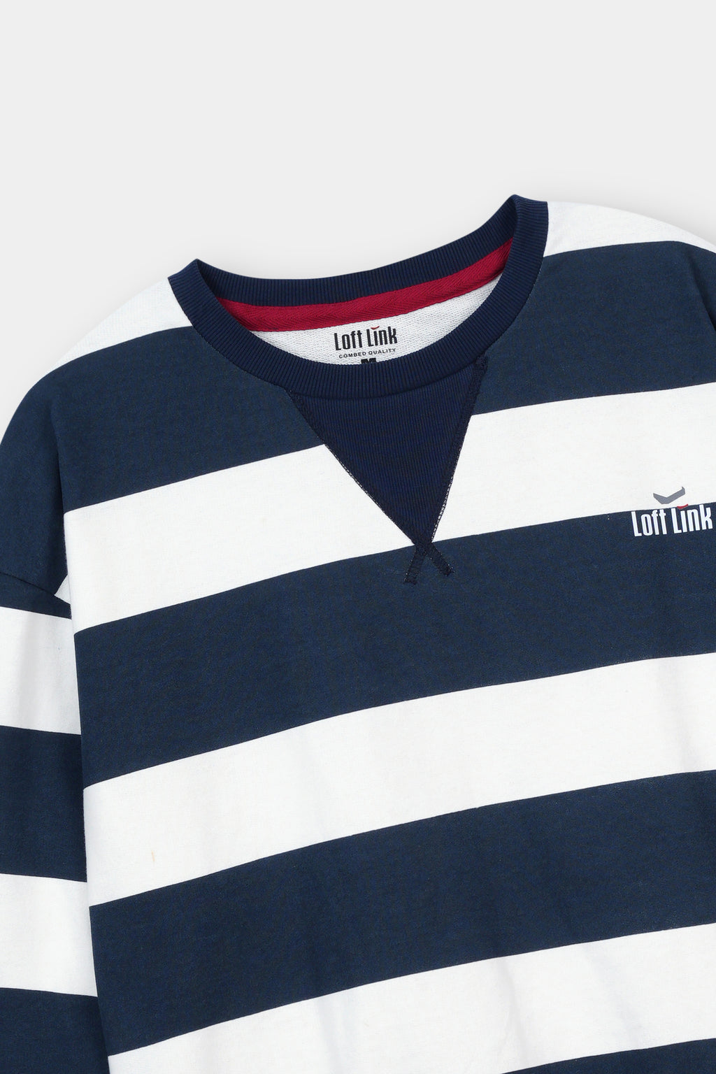 French Terry Feed Stripe Print Sweatshirt