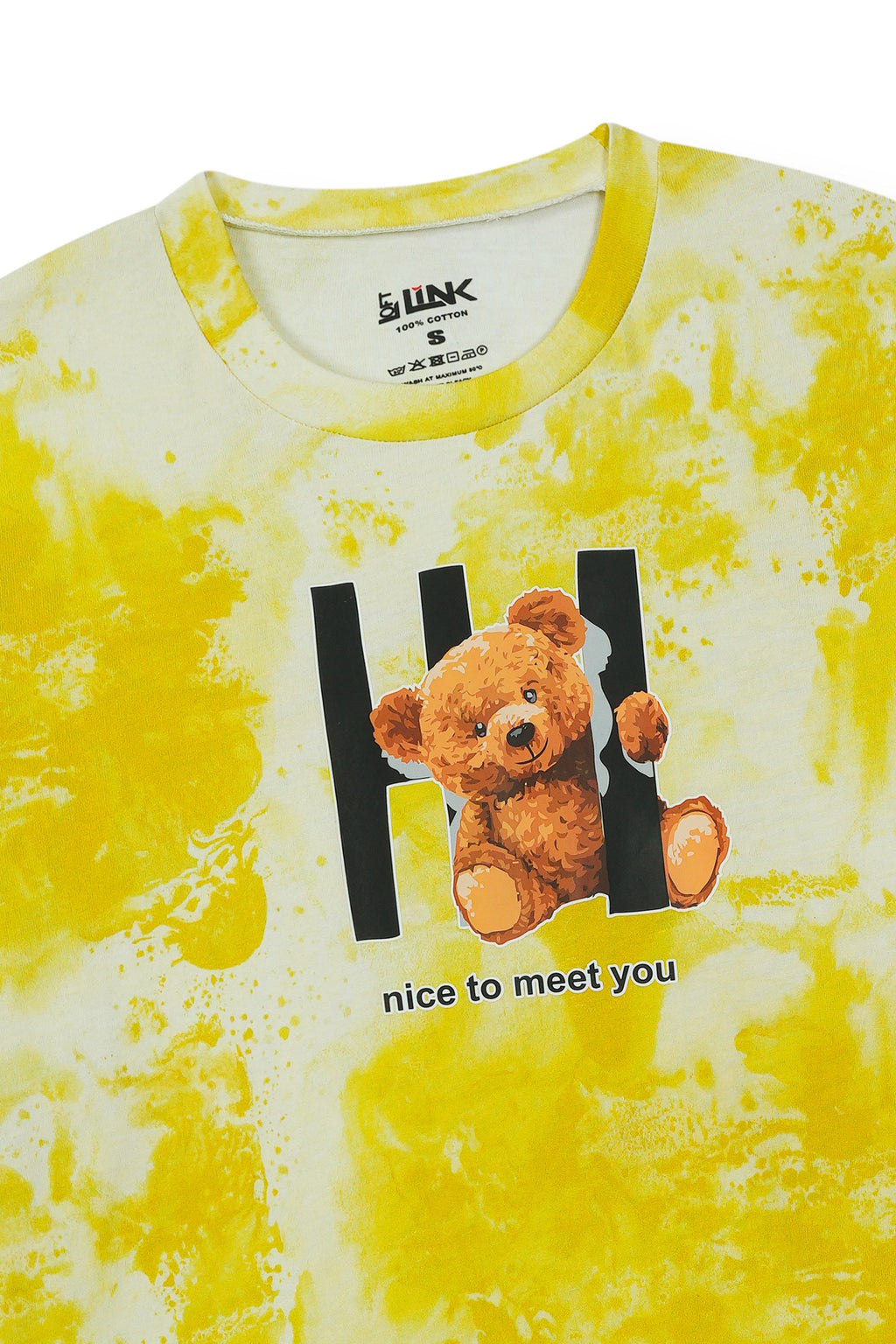 Girl' Cream Ribbed T-Shirt with Teddy Print – "Nice to Meet You" Design (Copy)