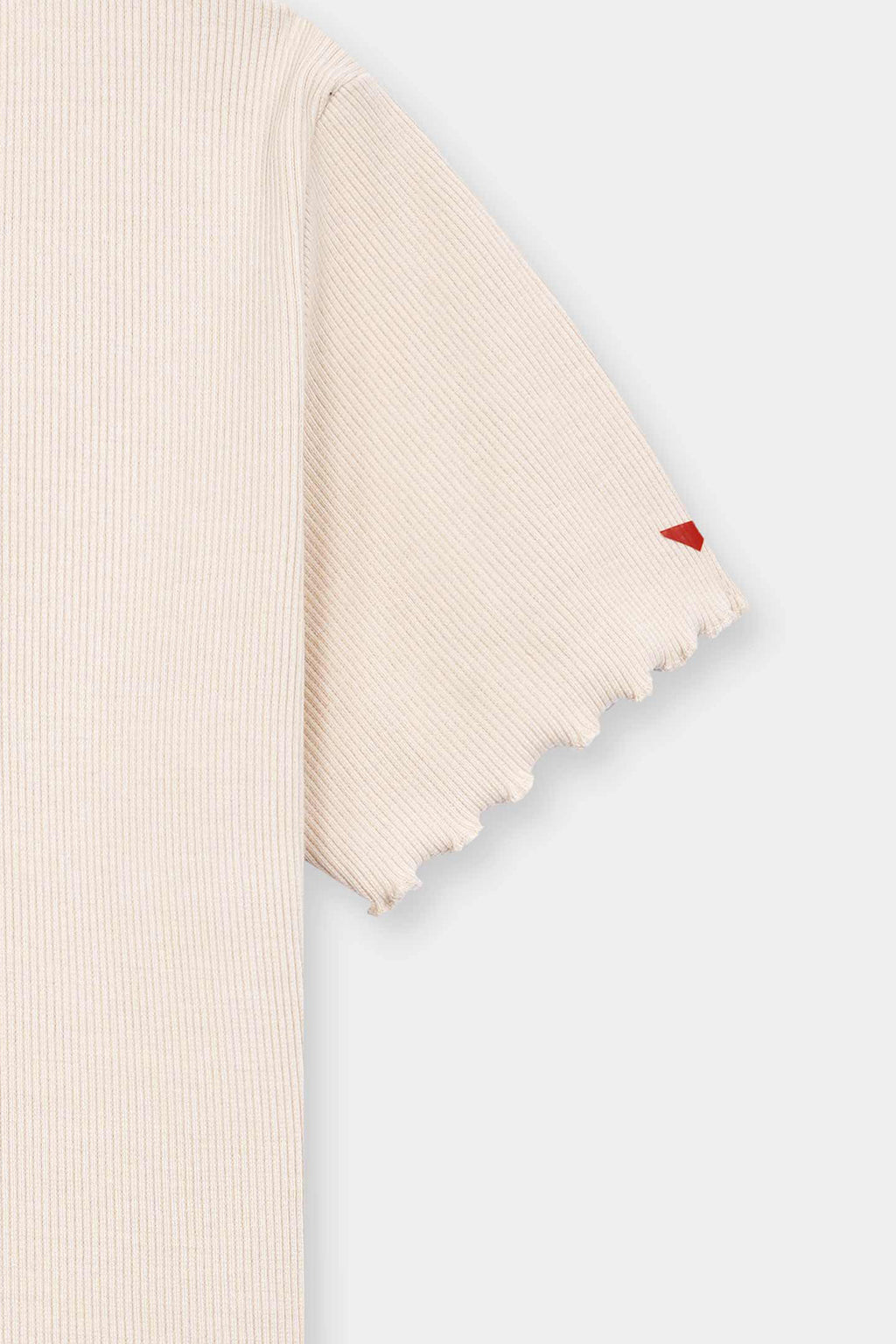 Women' Beige Ribbed Tee – Lettuce Hem & "Loft Link" Branding