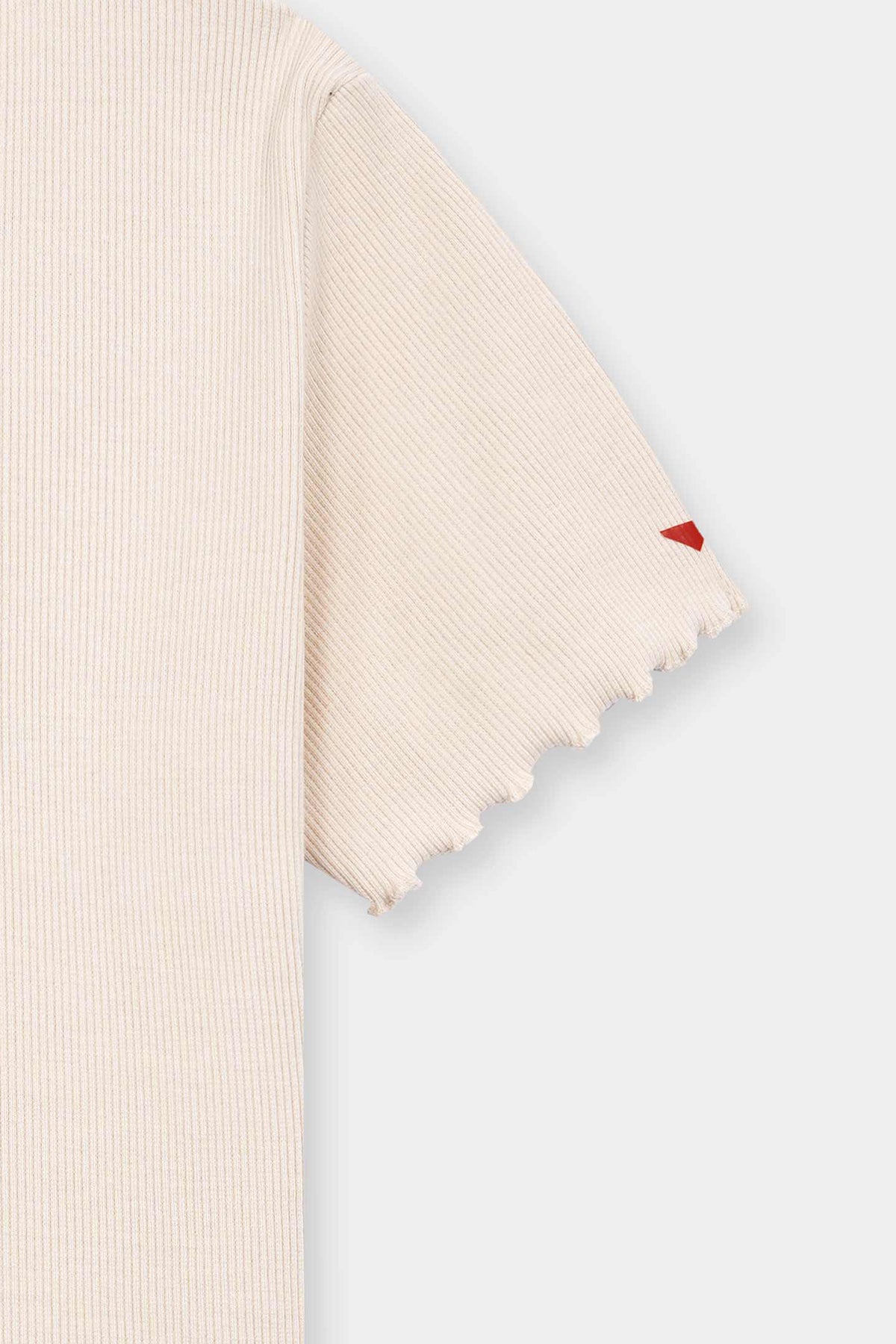 Women' Beige Ribbed Tee – Lettuce Hem & "Loft Link" Branding