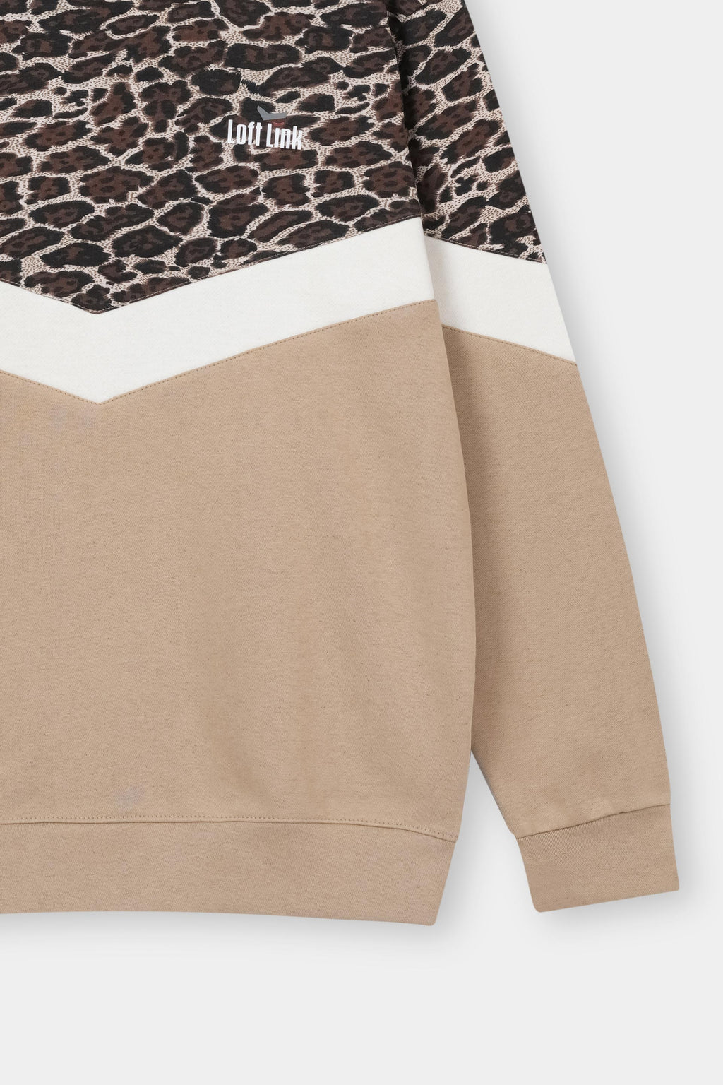 Women's Leopard Sweat Shirt Off White, Ladies Long Trouser with  Side Leaprd Print Bottom