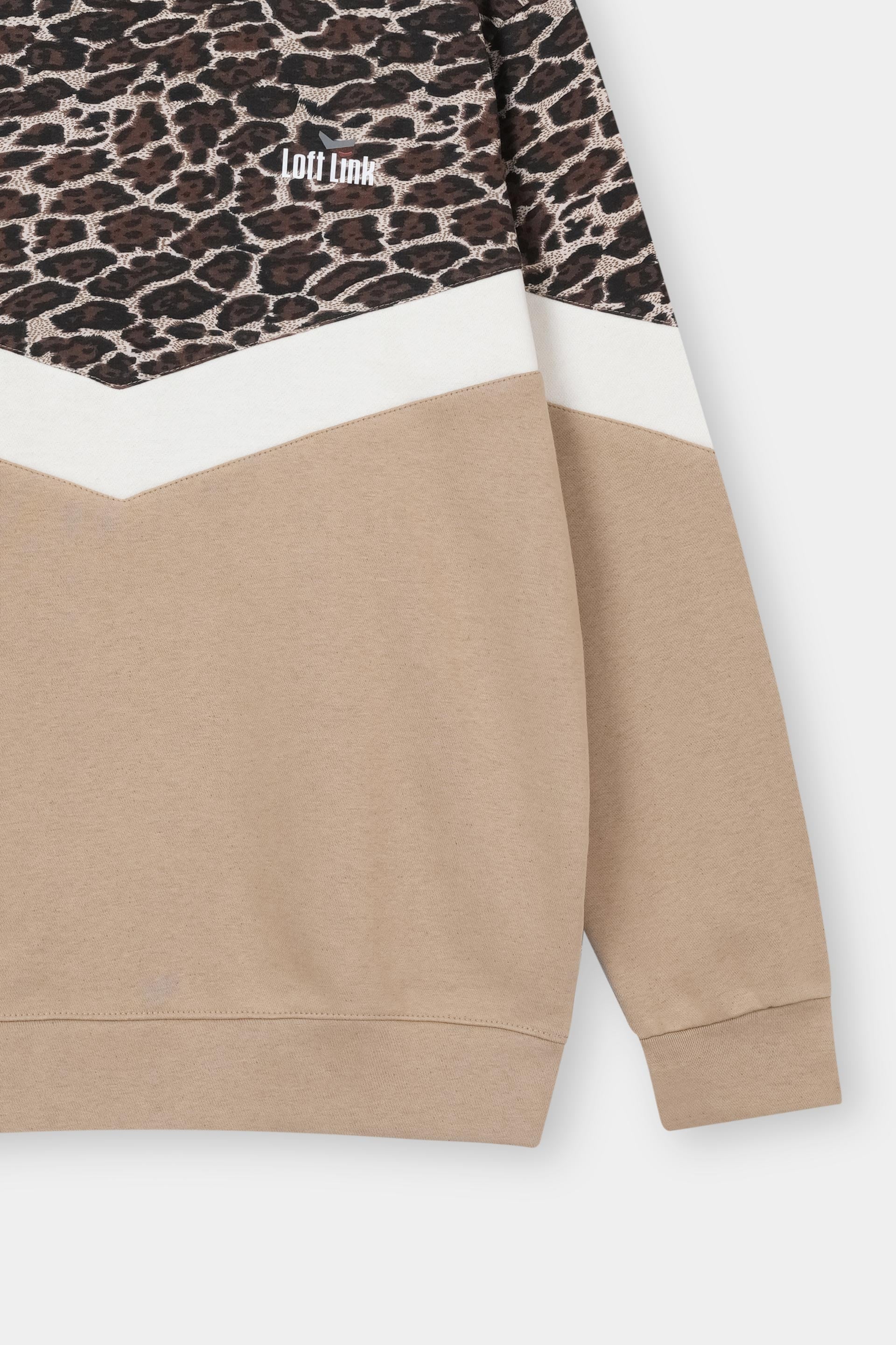Women's Leopard Sweat Shirt Off White, Ladies Long Trouser with  Side Leaprd Print Bottom