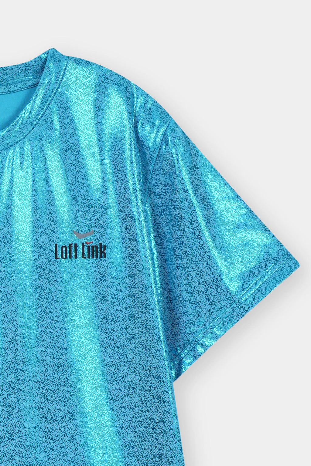 Short Sleeve Truquish Breathable StretchabLE Fbaric with Glitter Print