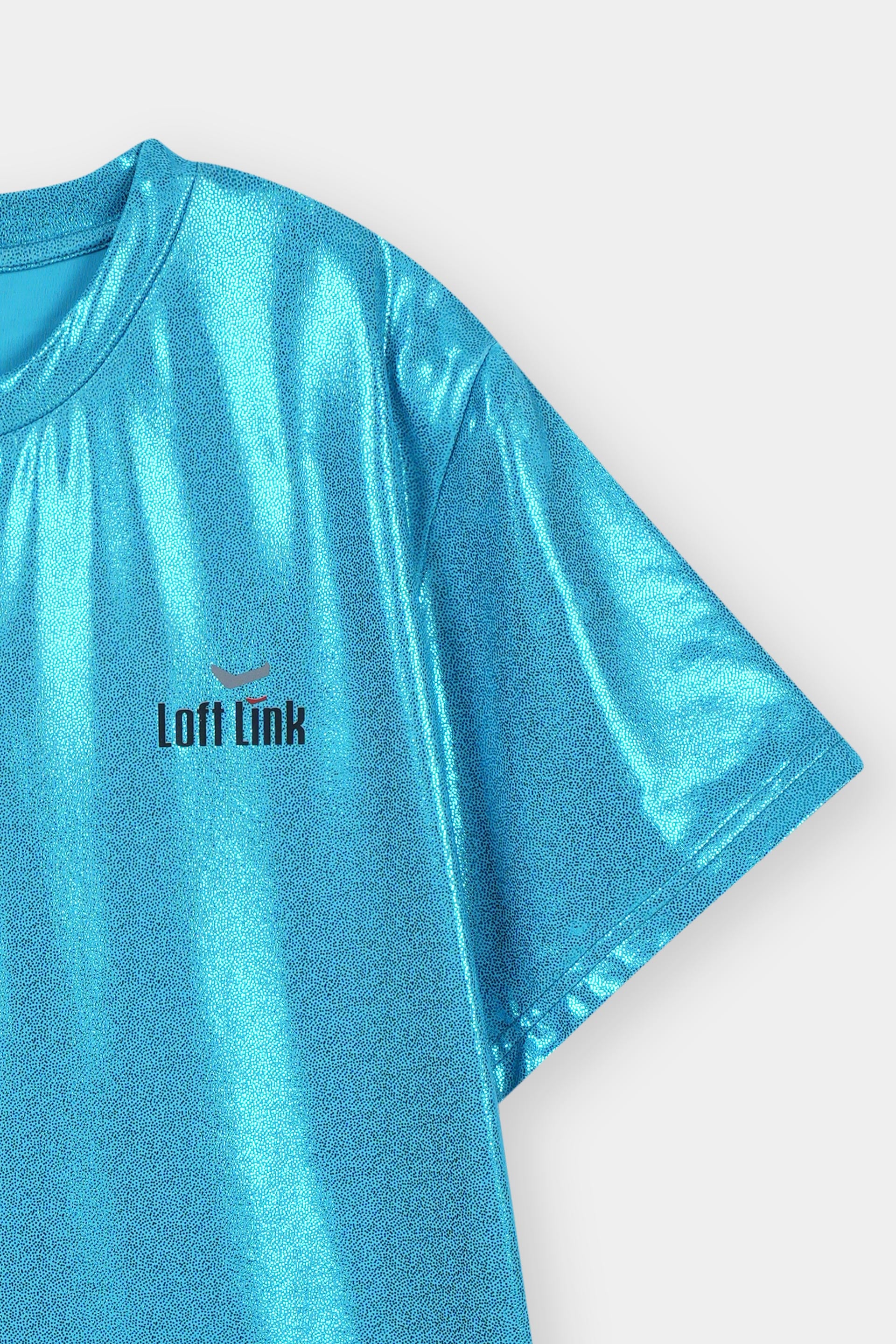 Short Sleeve Truquish Breathable StretchabLE Fbaric with Glitter Print
