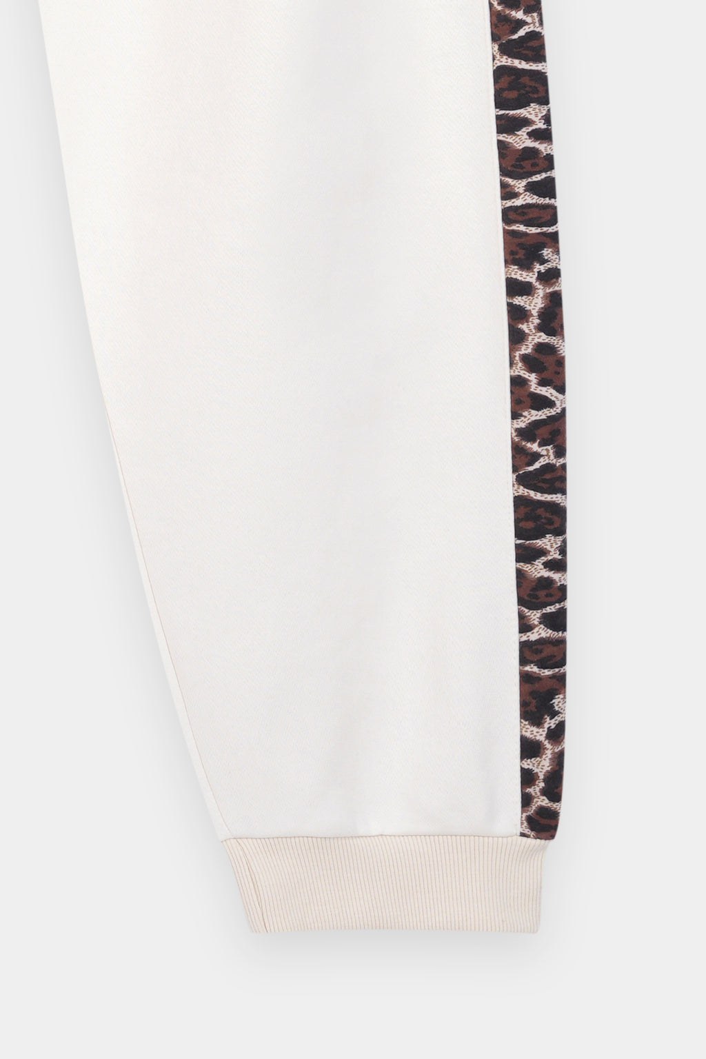 Women's Leopard Sweat Shirt Off White, Ladies Long Trouser with  Side Leaprd Print Bottom