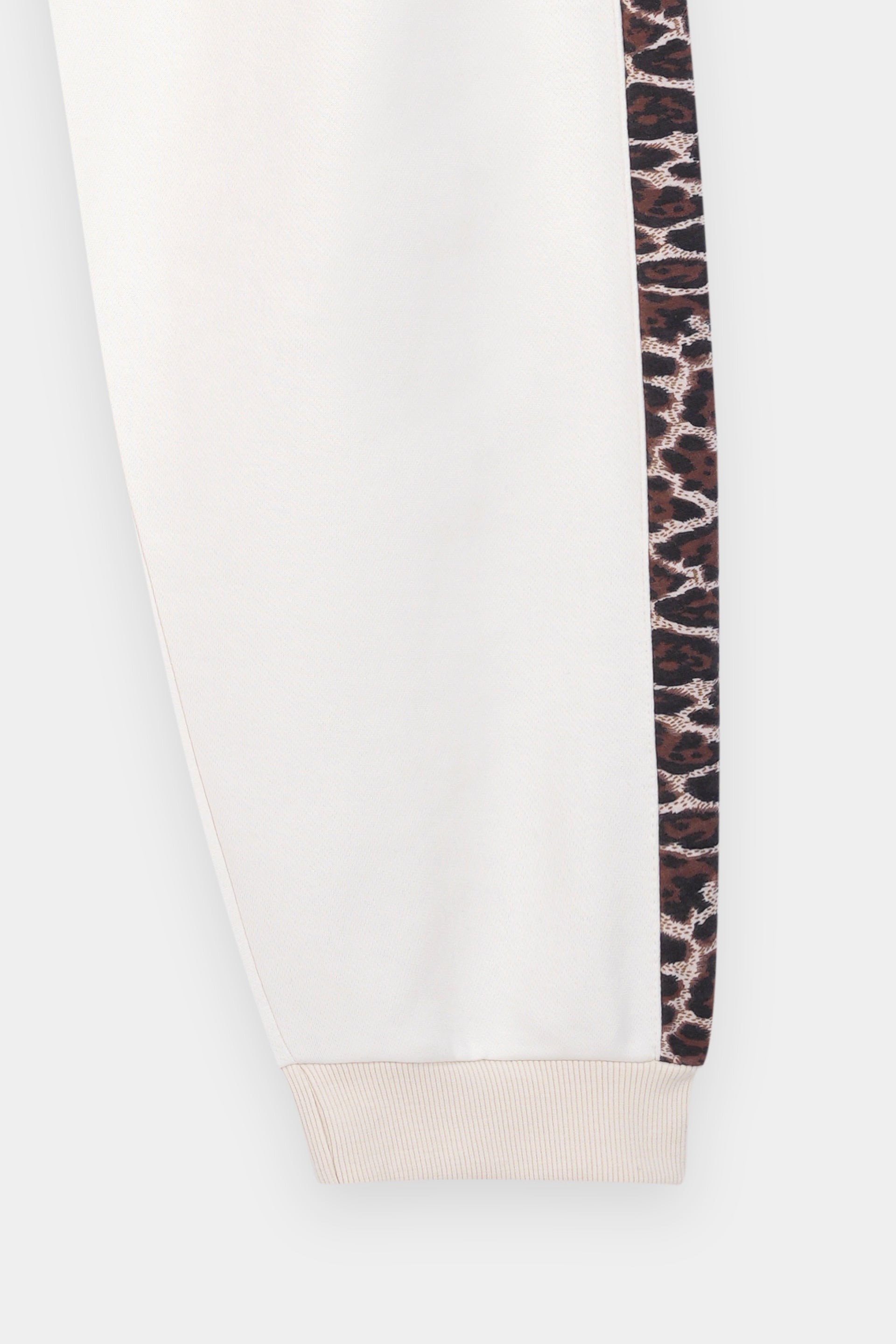 Women's Leopard Sweat Shirt Off White, Ladies Long Trouser with  Side Leaprd Print Bottom
