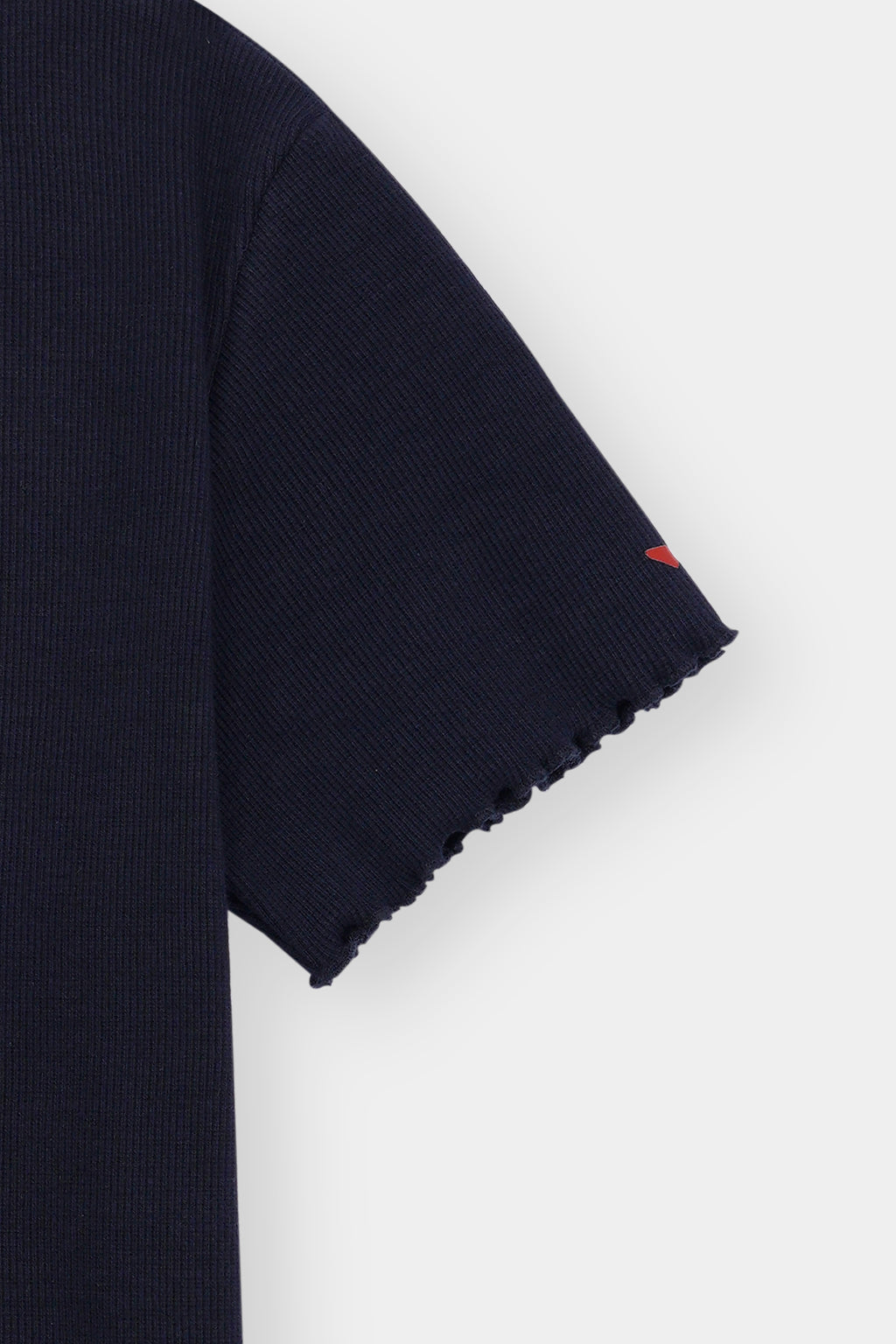 Navy Ribbed Lettuce Hem Tee – Classic Fit with Loft Link Branding