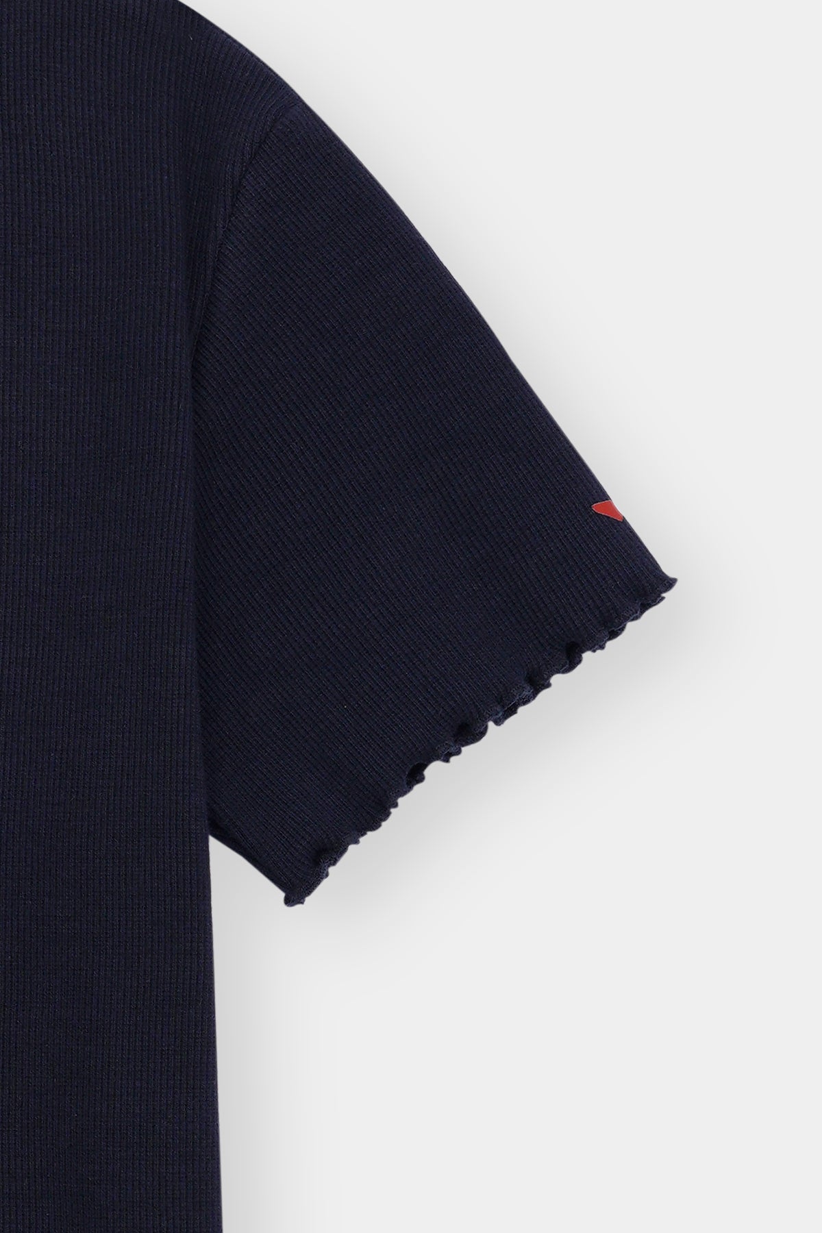 Navy Ribbed Lettuce Hem Tee – Classic Fit with Loft Link Branding