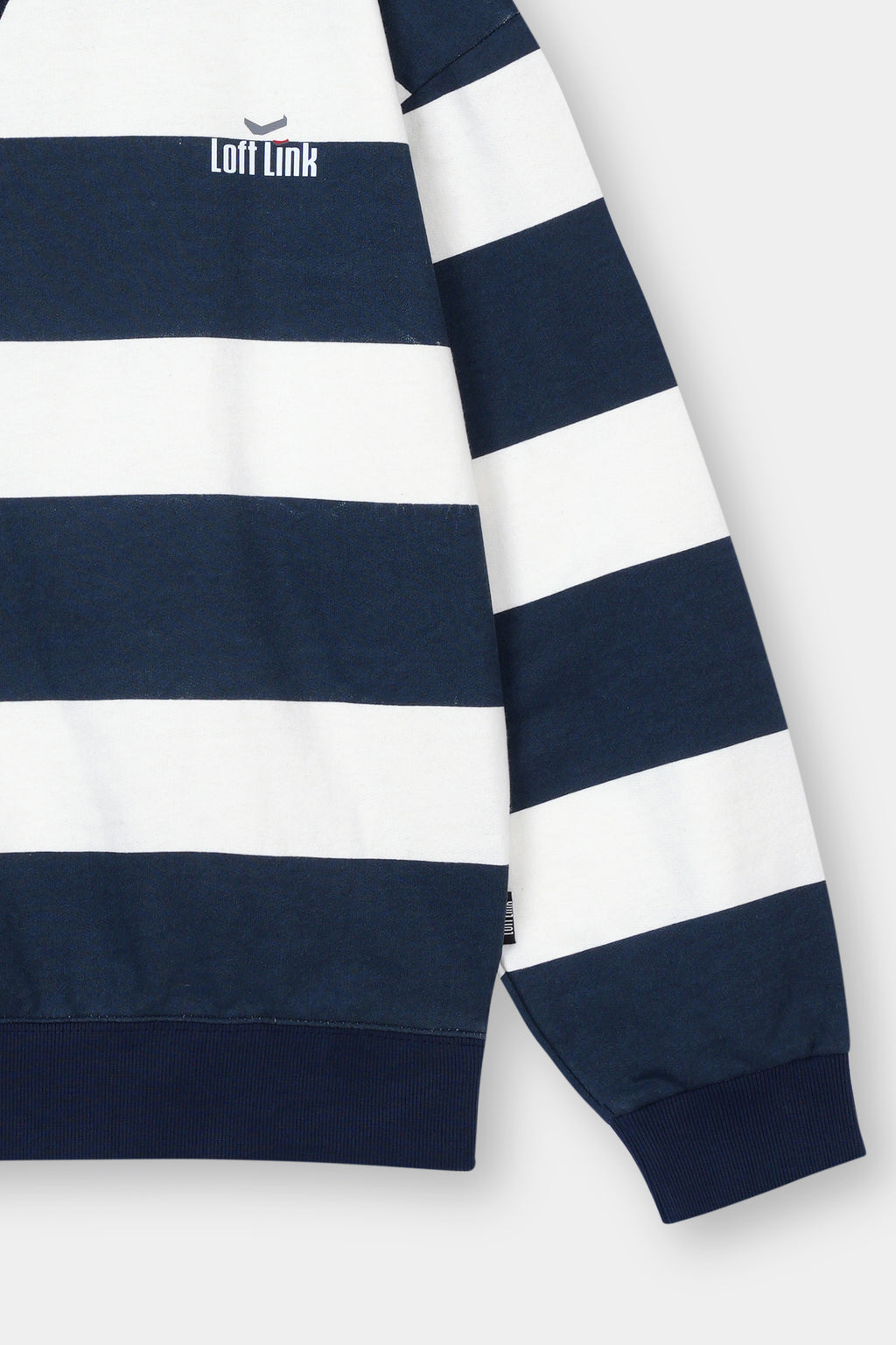 French Terry Feed Stripe Print Sweatshirt