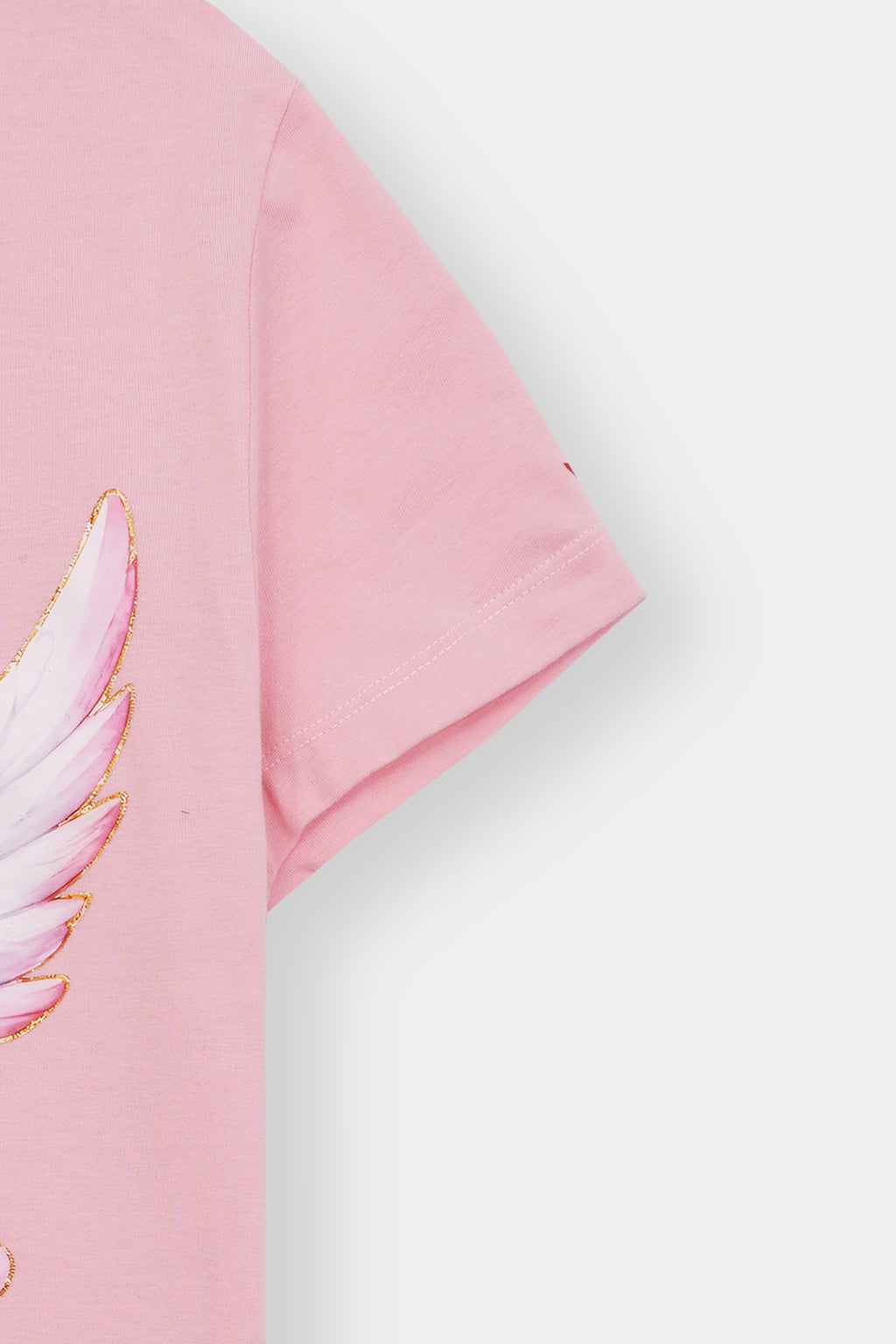 Pink Angel Vibe Tee – Cute Cartoon Cupid Graphic with Glitter Hearts by Loft Link