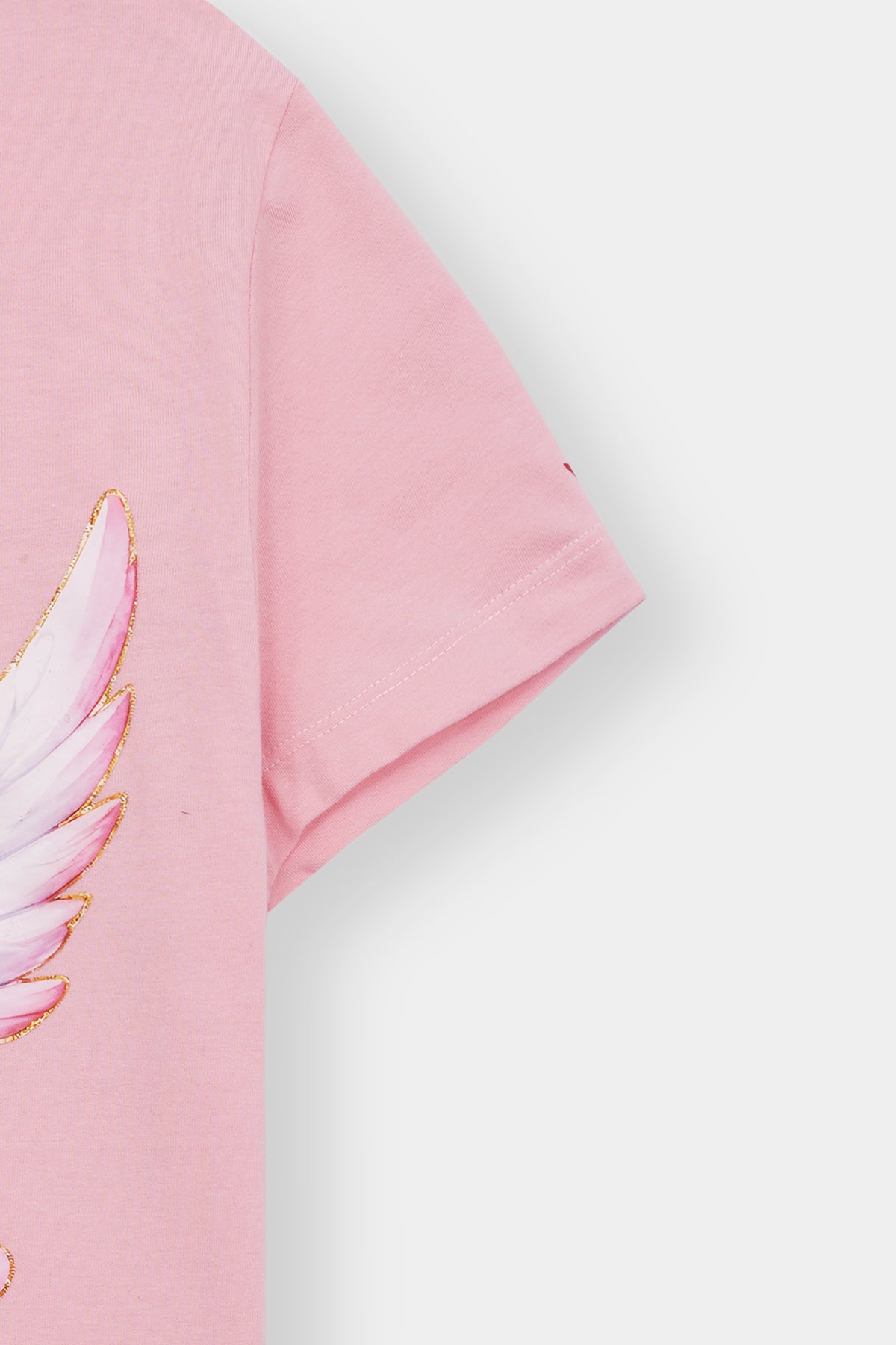Pink Angel Vibe Tee – Cute Cartoon Cupid Graphic with Glitter Hearts