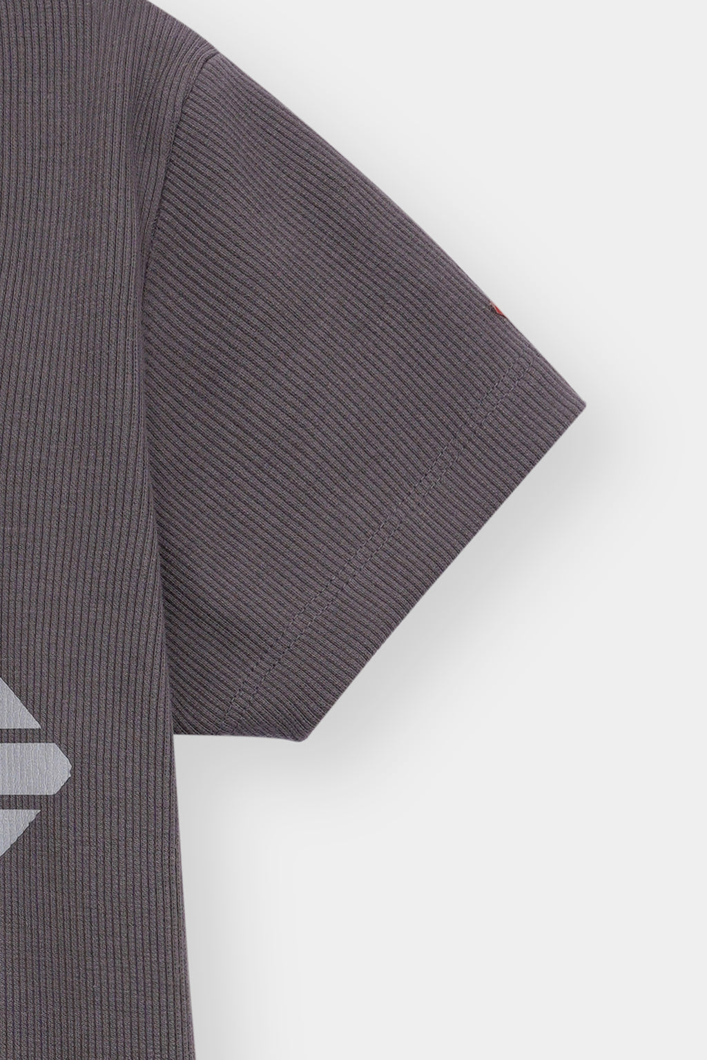Charcoal Ribbed Tee – Square Neck with Reflective Loft Link Graphic Stripes