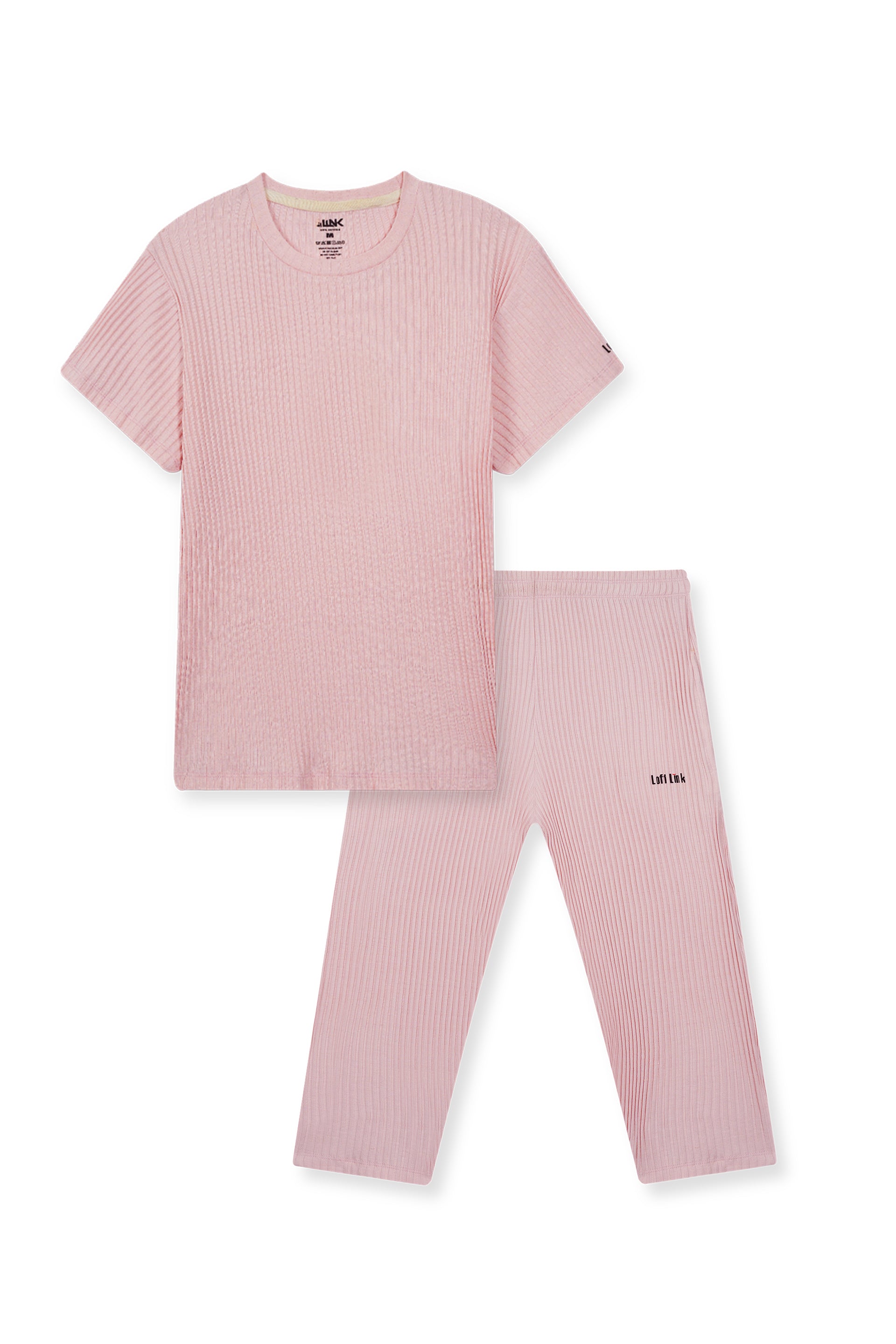 Ribbed Co-Ord Set – Blush Pink Comfort Fit