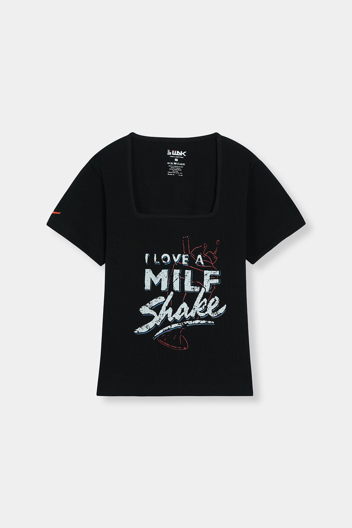 Women's Black Graphic Neckline T-Shirt – Bold Streetwear Vibe