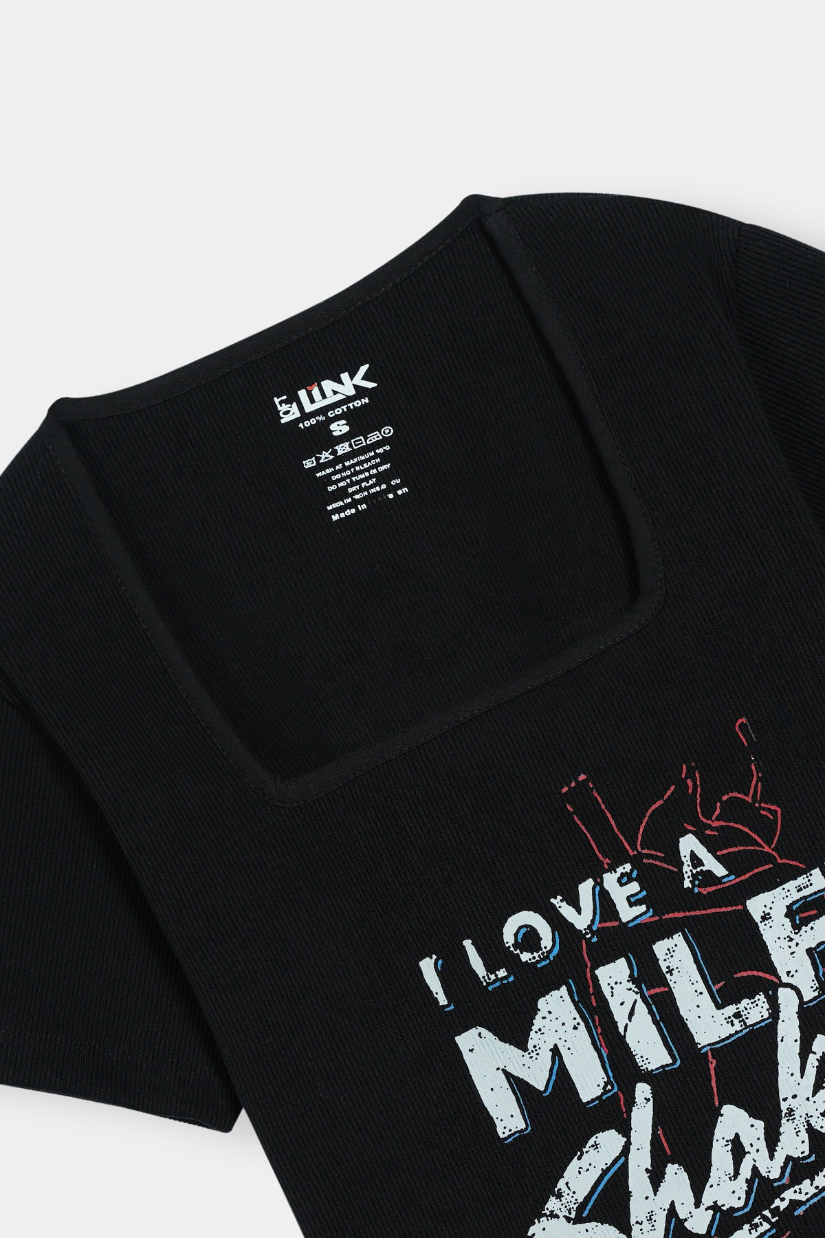 Women's Black Graphic Neckline T-Shirt – Bold Streetwear Vibe