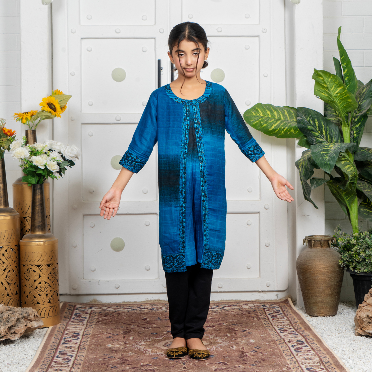 Stitched Jacquard 2 Piece (Shirt/trouser) For Kids