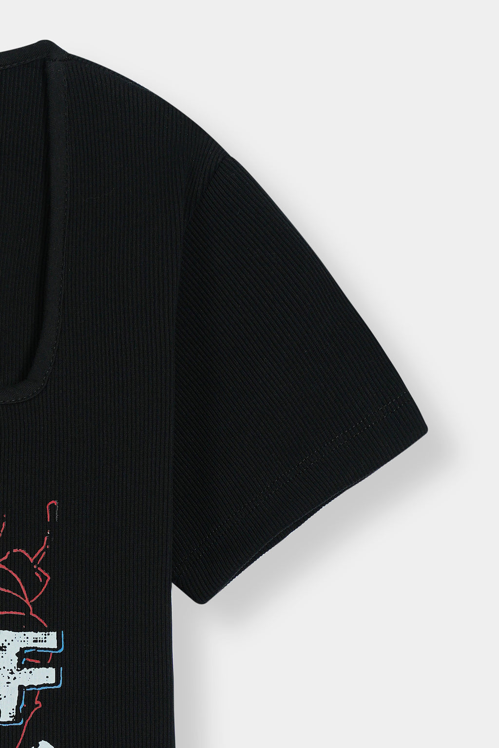 Women's Black Graphic Neckline T-Shirt – Bold Streetwear Vibe