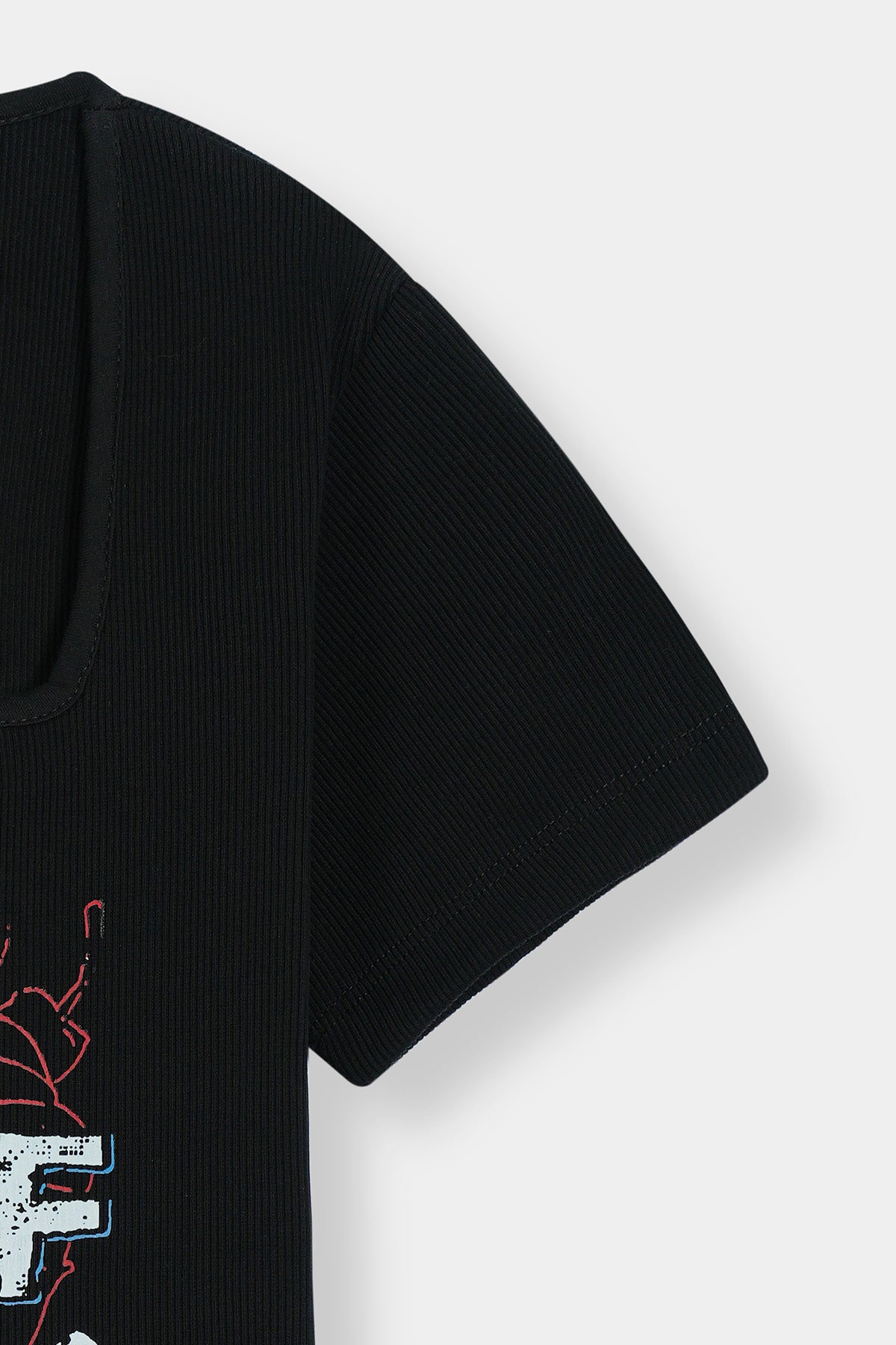 Women's Black Graphic Neckline T-Shirt – Bold Streetwear Vibe