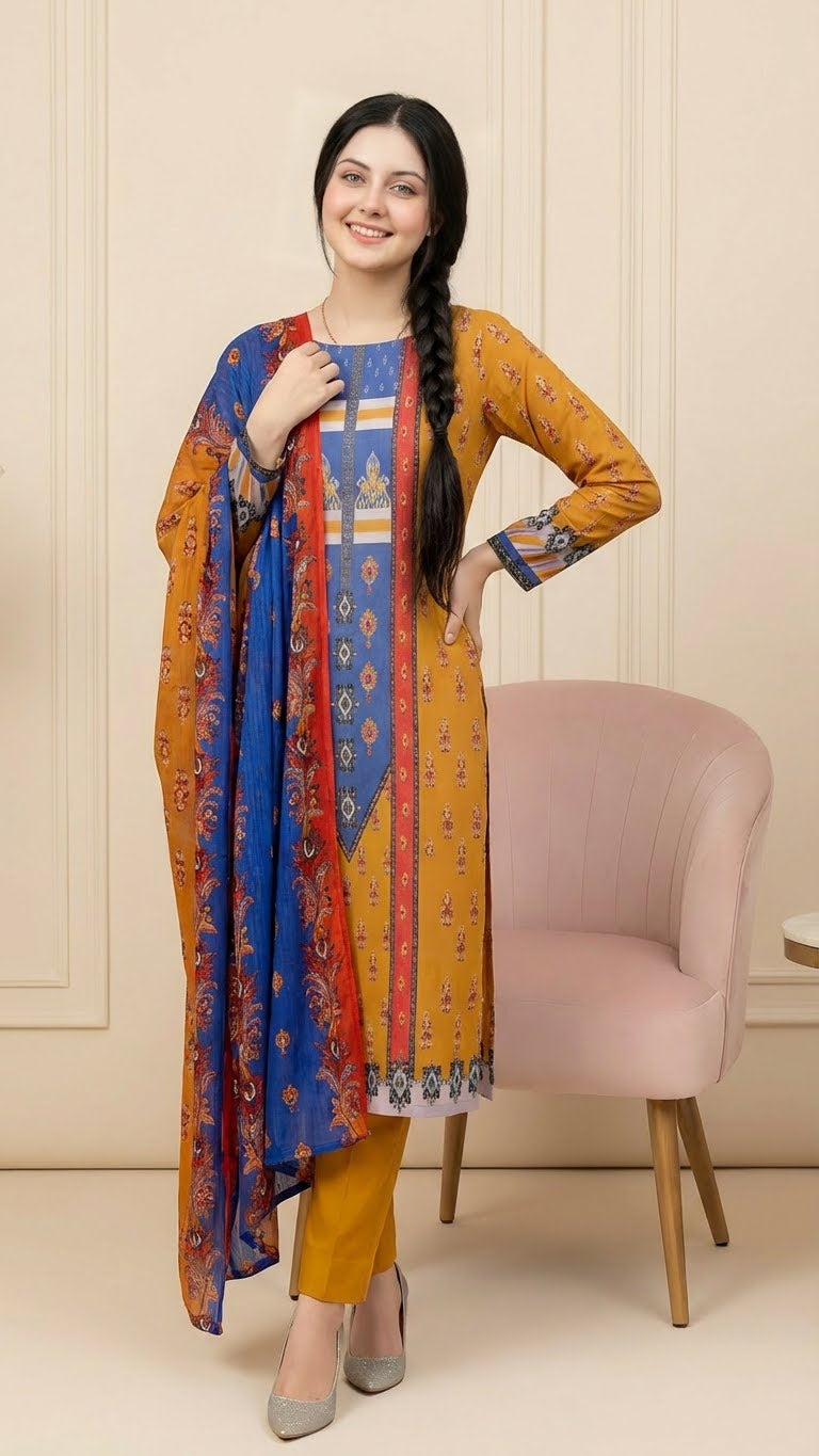 3 PC Digital Print Lawn - LLS - 3