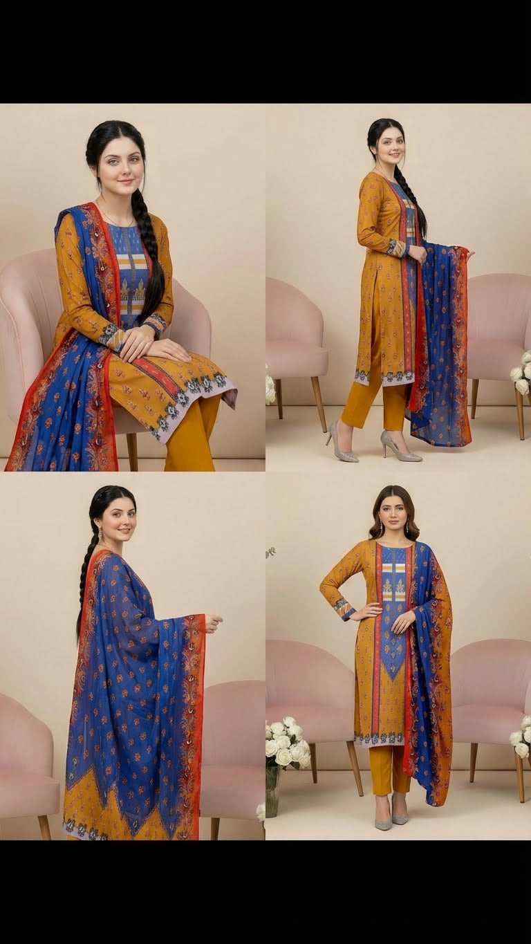3 PC Digital Print Lawn - LLS - 3