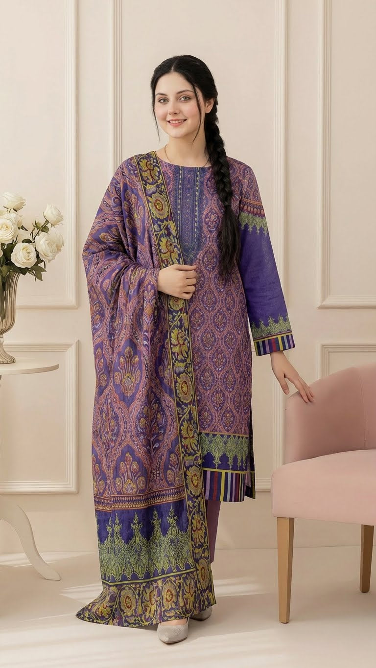 3 PC Digital Print Lawn - LLS - 4