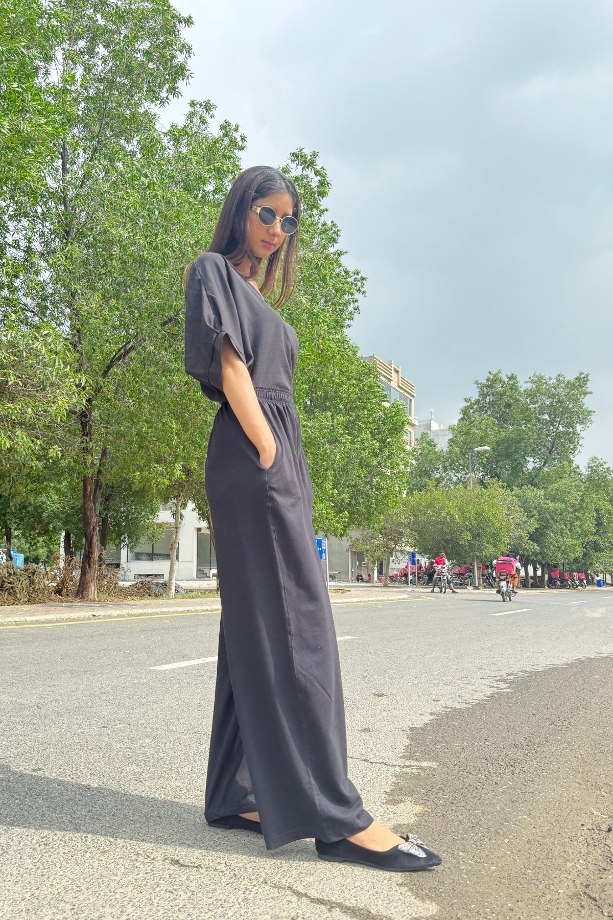 Ladies Long Wide Leg Pant Trouser/ French Terry  With 240 GST
