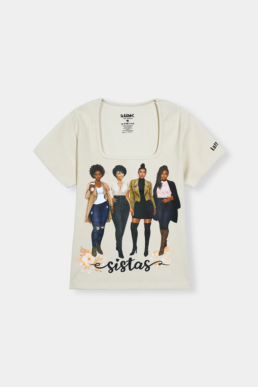 Women's Cream Graphic T-Shirt – "Sistas" Empowerment Print