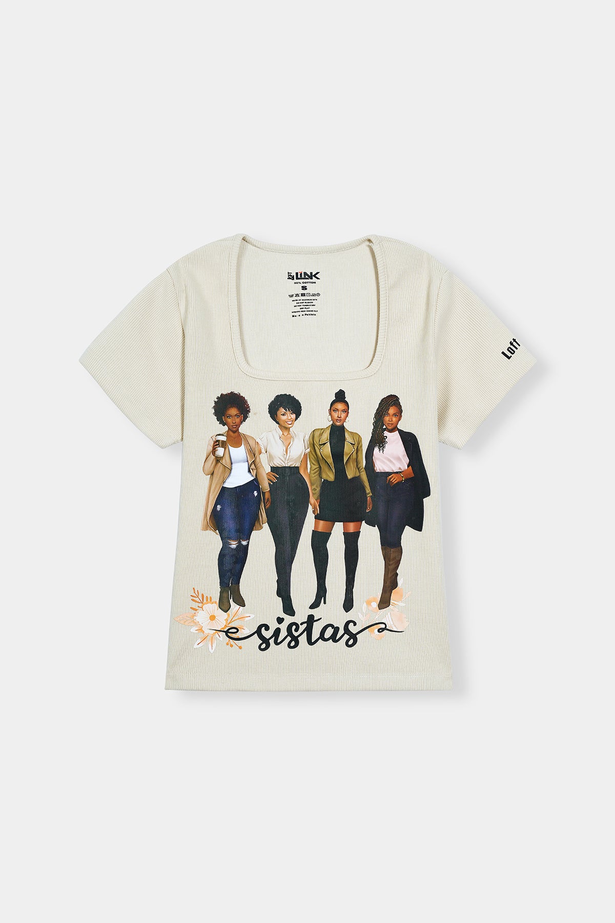 Women's Cream Graphic T-Shirt – "Sistas" Empowerment Print