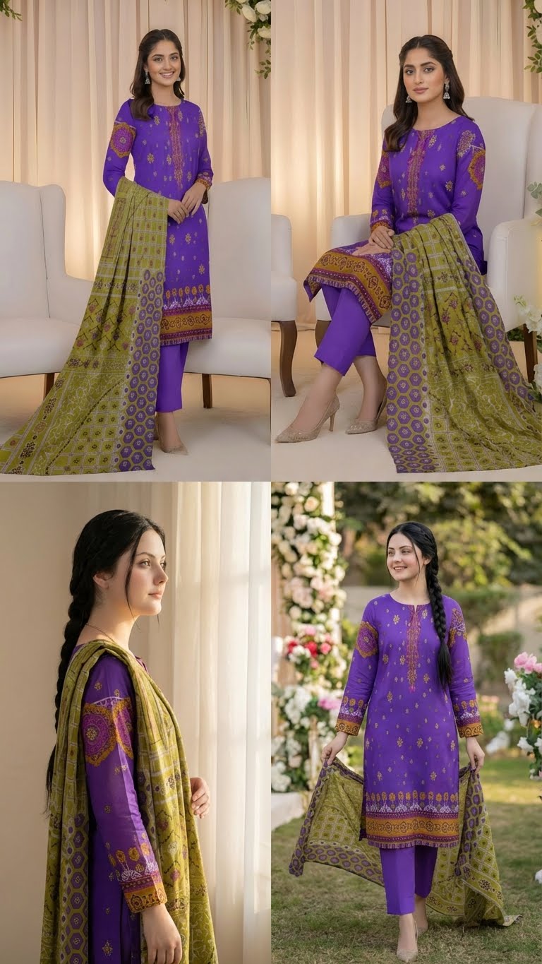 3 PC Digital Print Lawn - LLS - 7