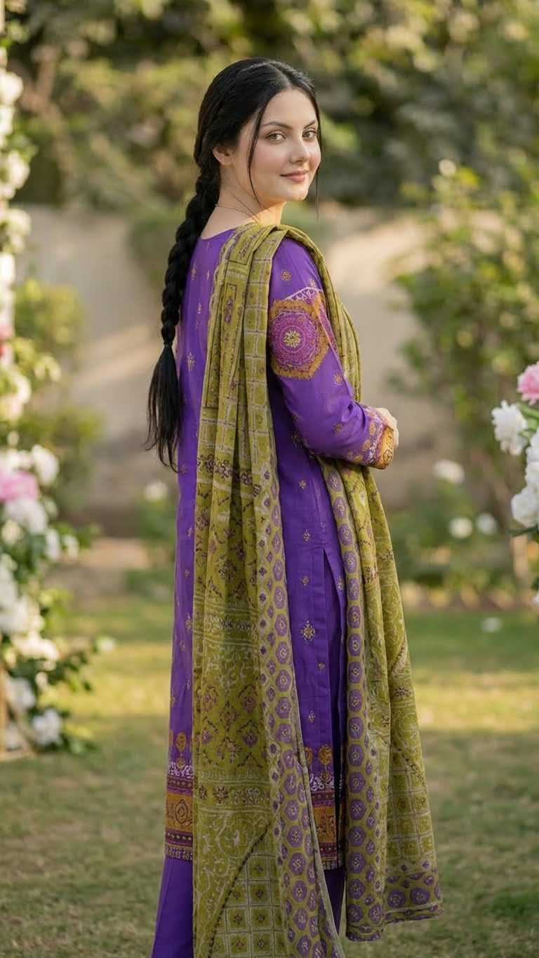 3 PC Digital Print Lawn - LLS - 7