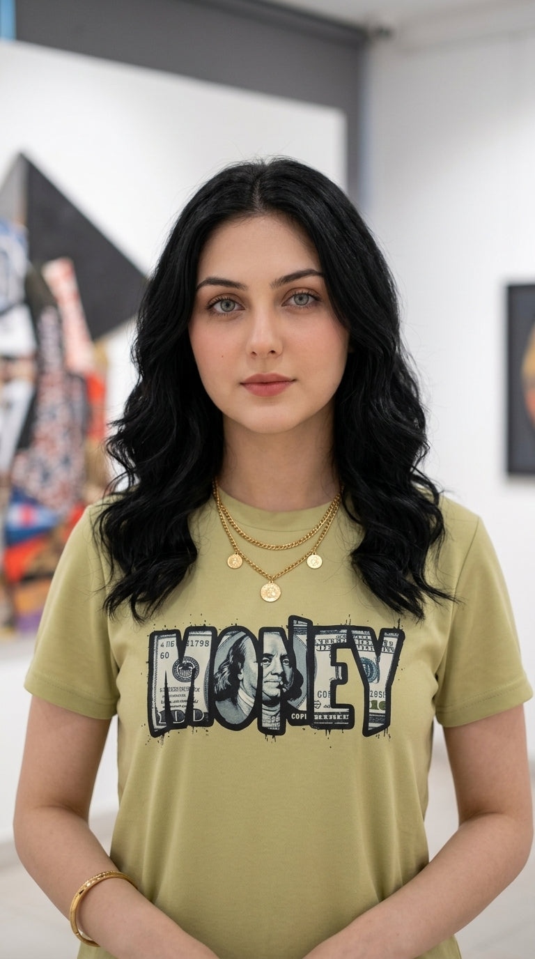 The "MONEY" Hustle Olive Green Crop Top