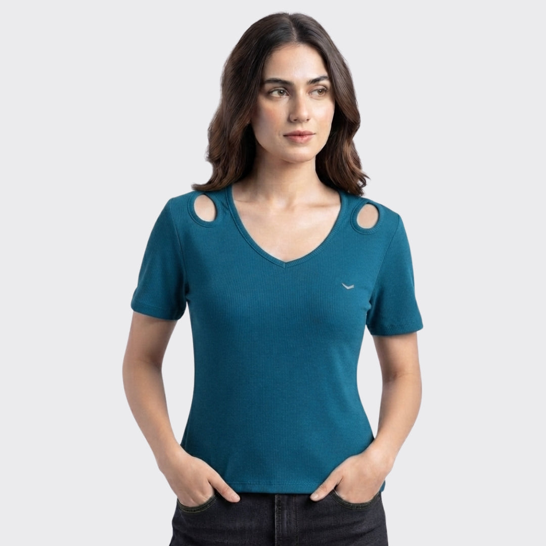 Zinc Ribbed V Neck Crop Top 220 GSM
