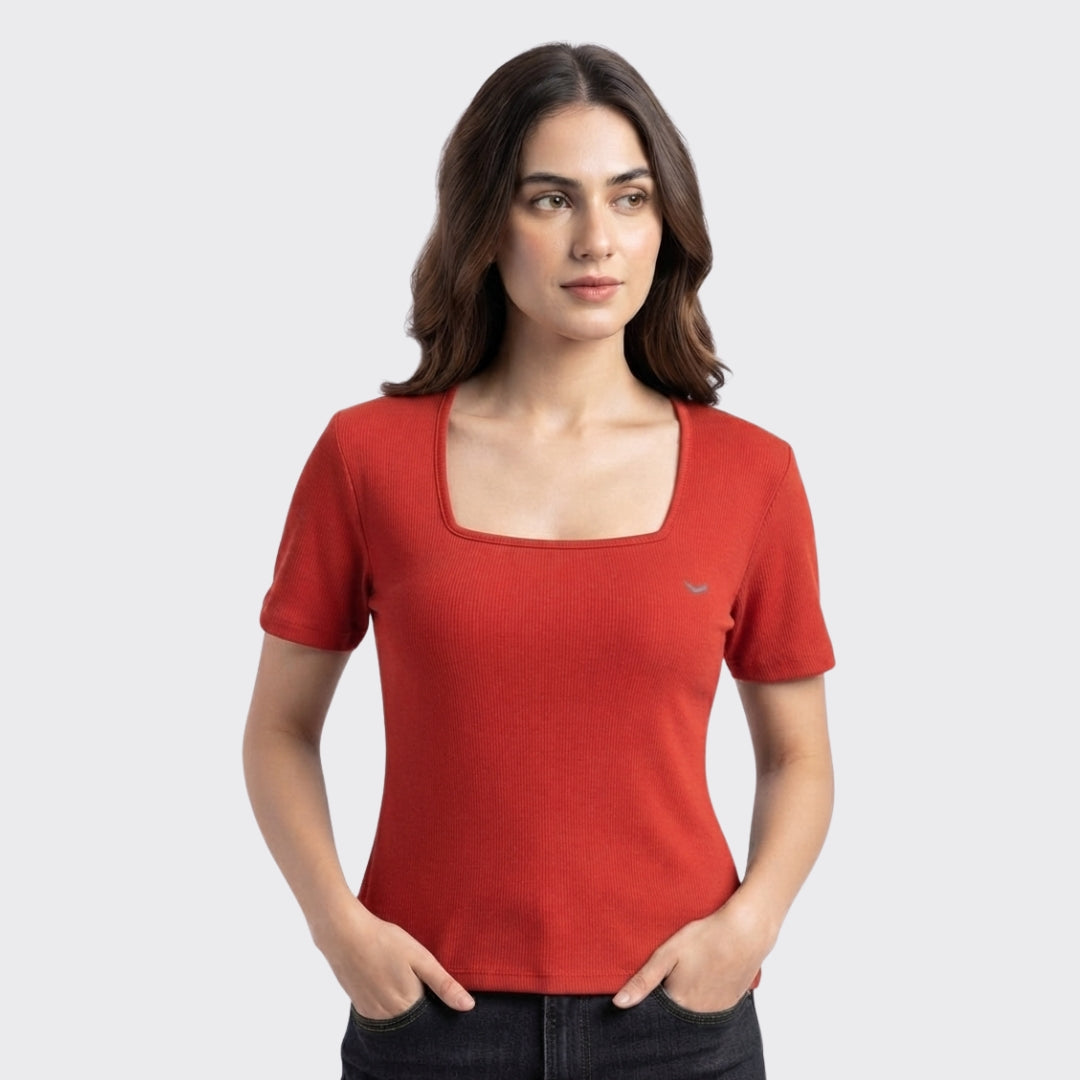 Rust Ribbed Crop Top 220 GSM