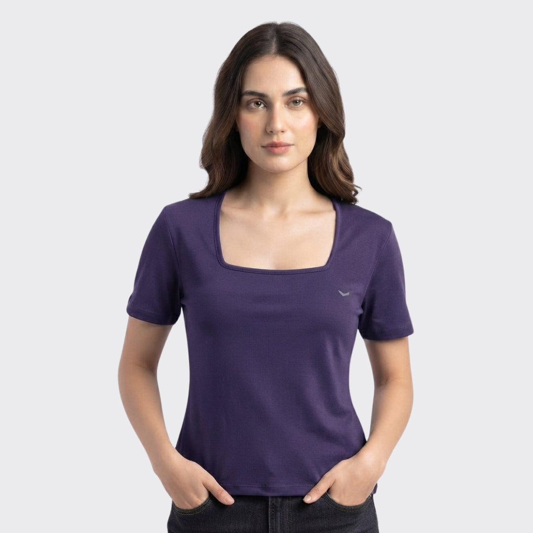 Purple Ribbed Crop Top 220 GSM