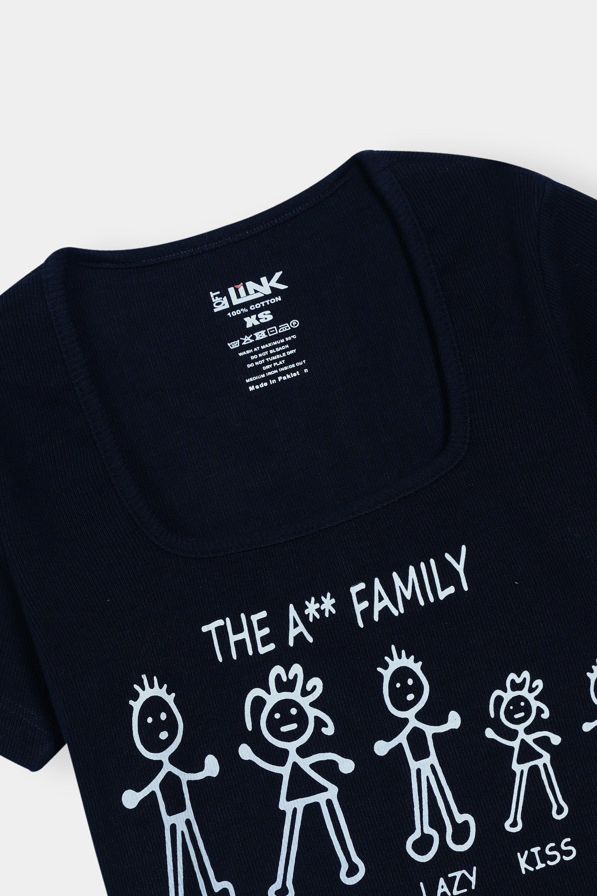 Women's Black Graphic T-Shirt – Stick Figure Family Humor Design