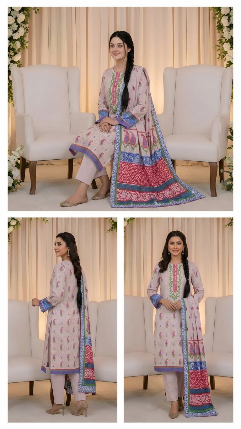 3 PC Digital Print Lawn - LLS - 10