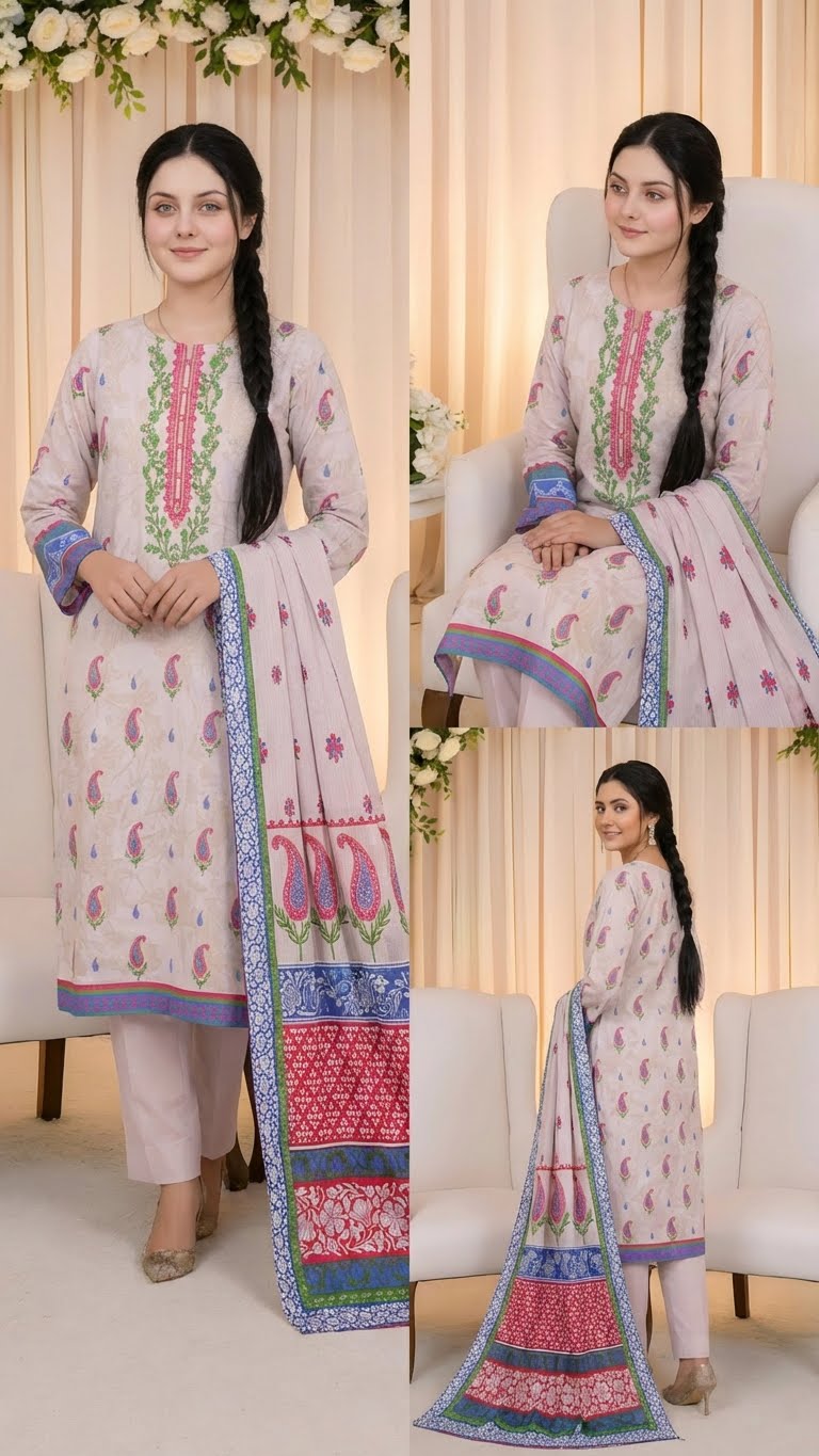 3 PC Digital Print Lawn - LLS - 10